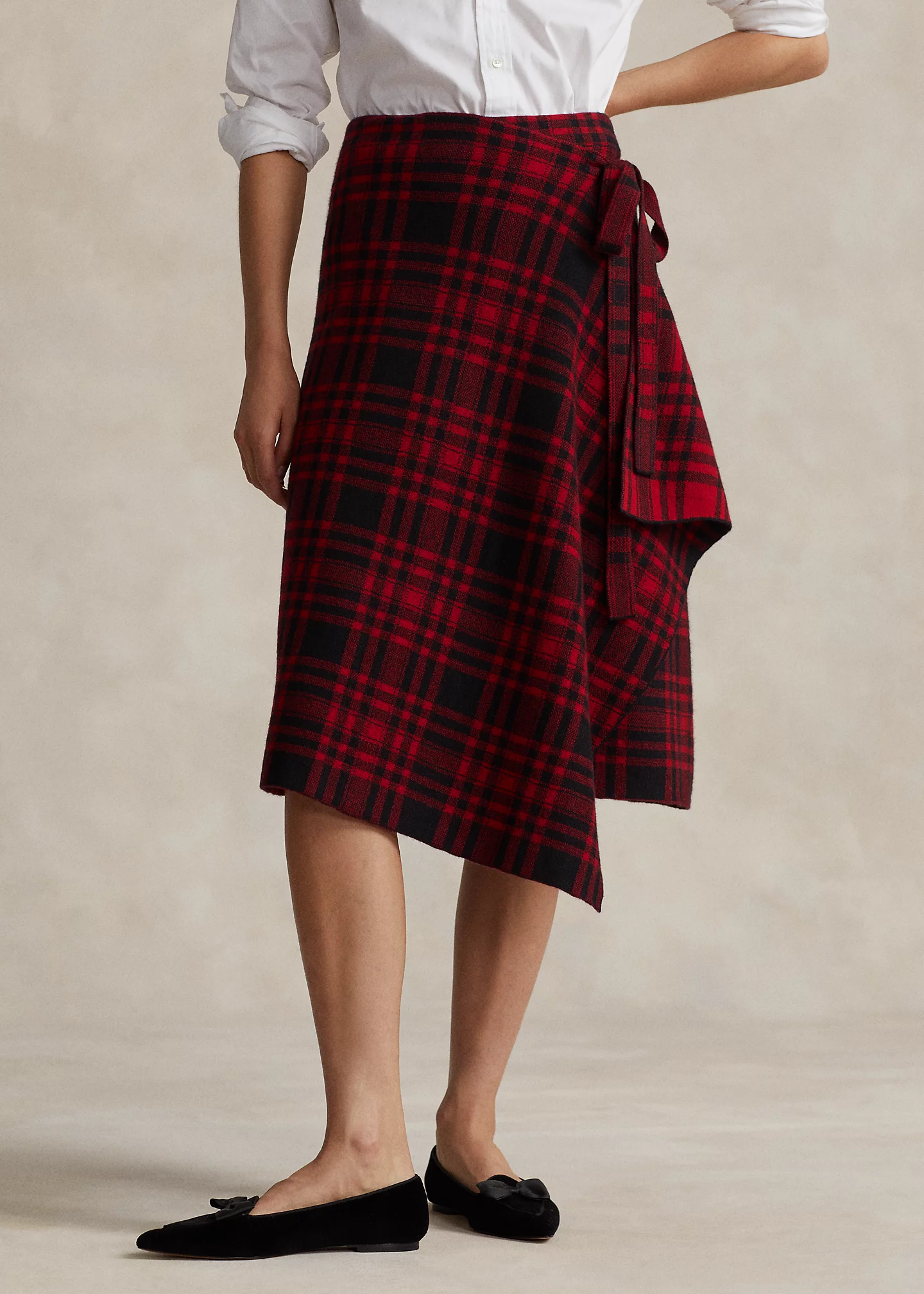 Plaid Wrap Sweater Skirt