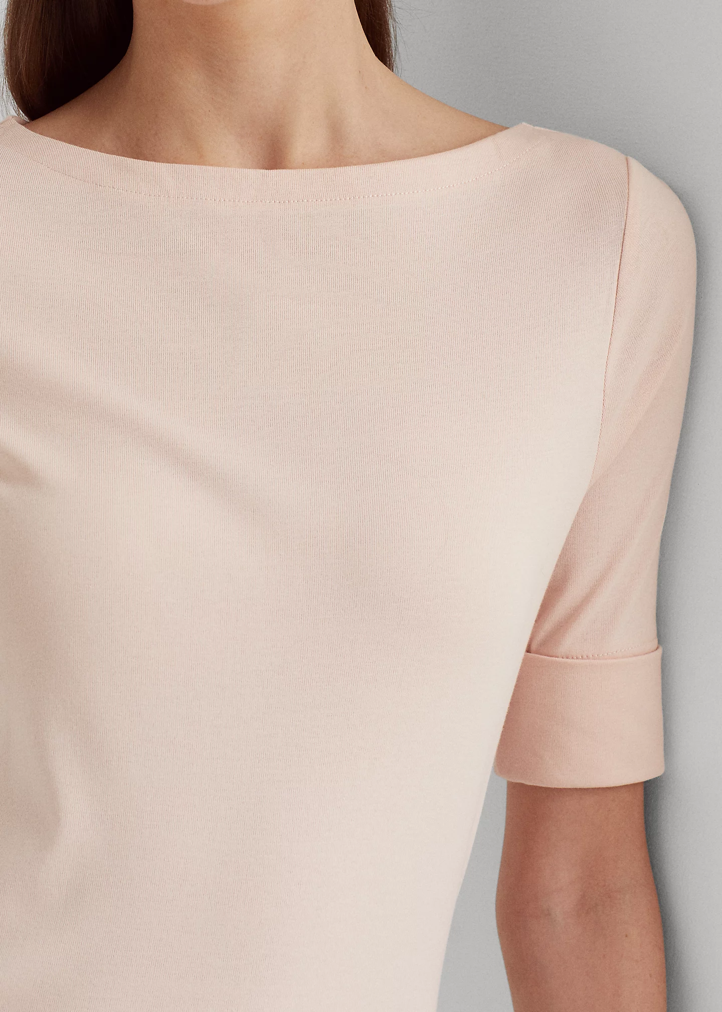 Stretch Cotton Boatneck Tee