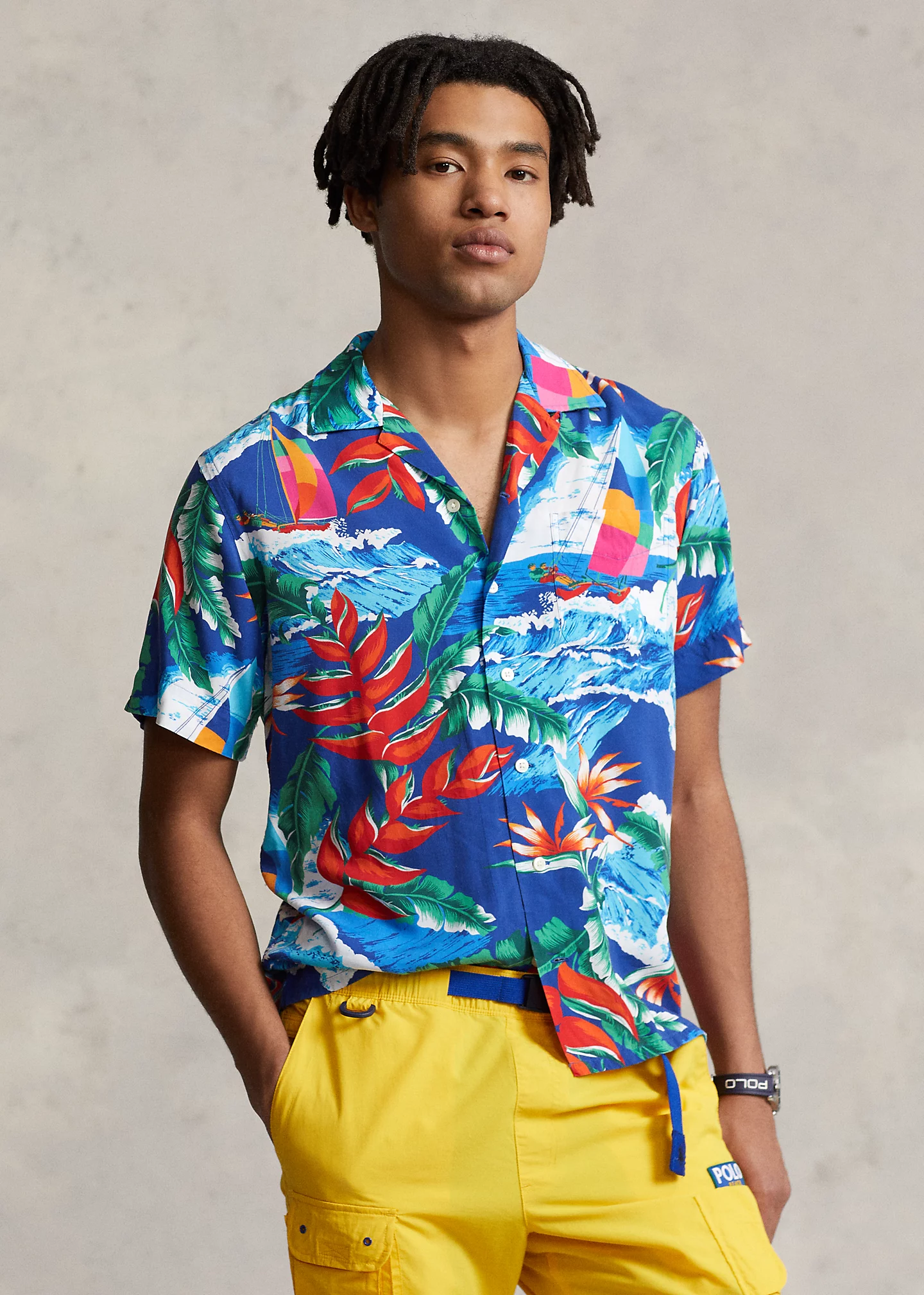 Classic Fit Hoffman Print Camp Shirt