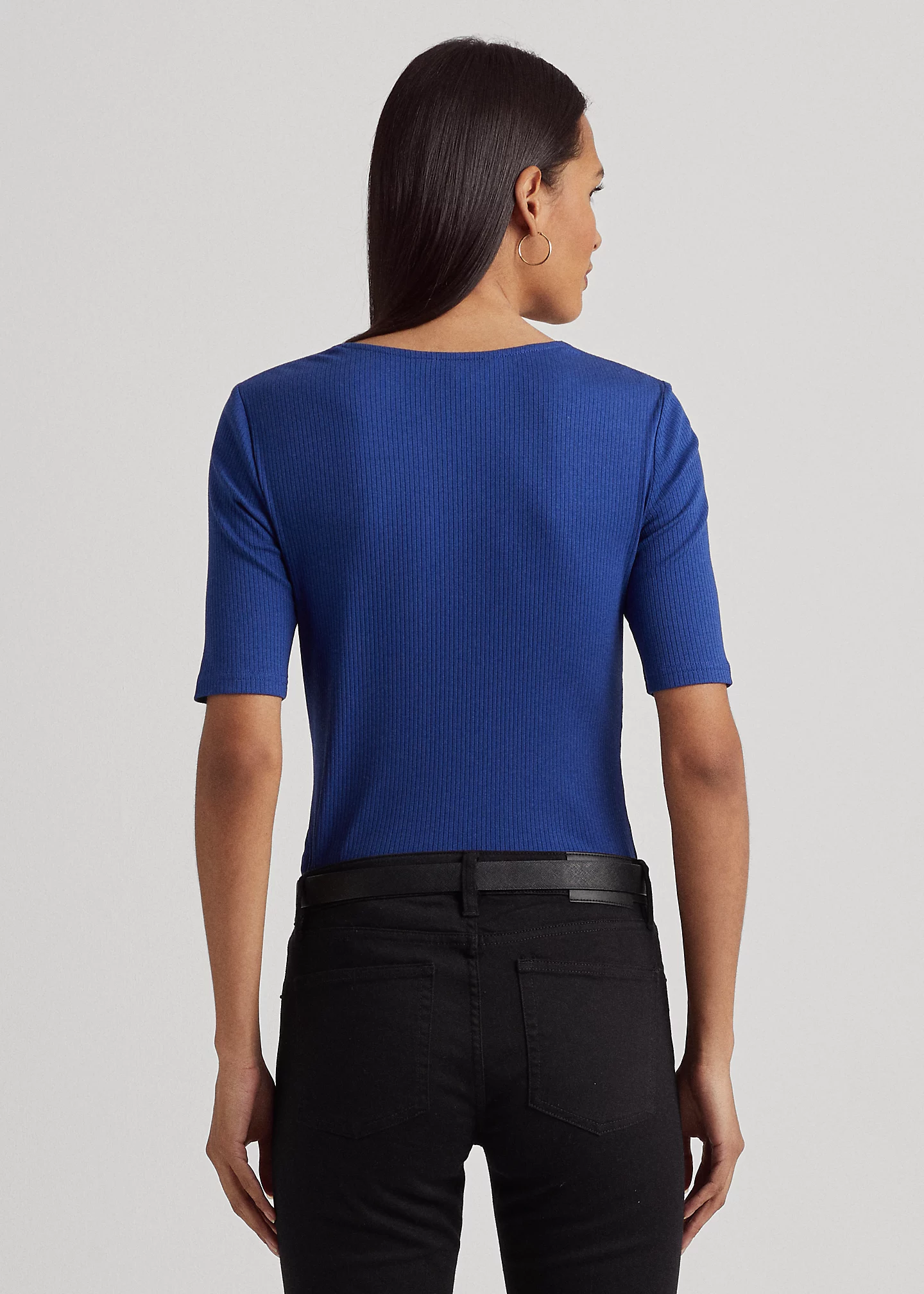 Twist-Front Rib-Knit Cotton-Blend Tee