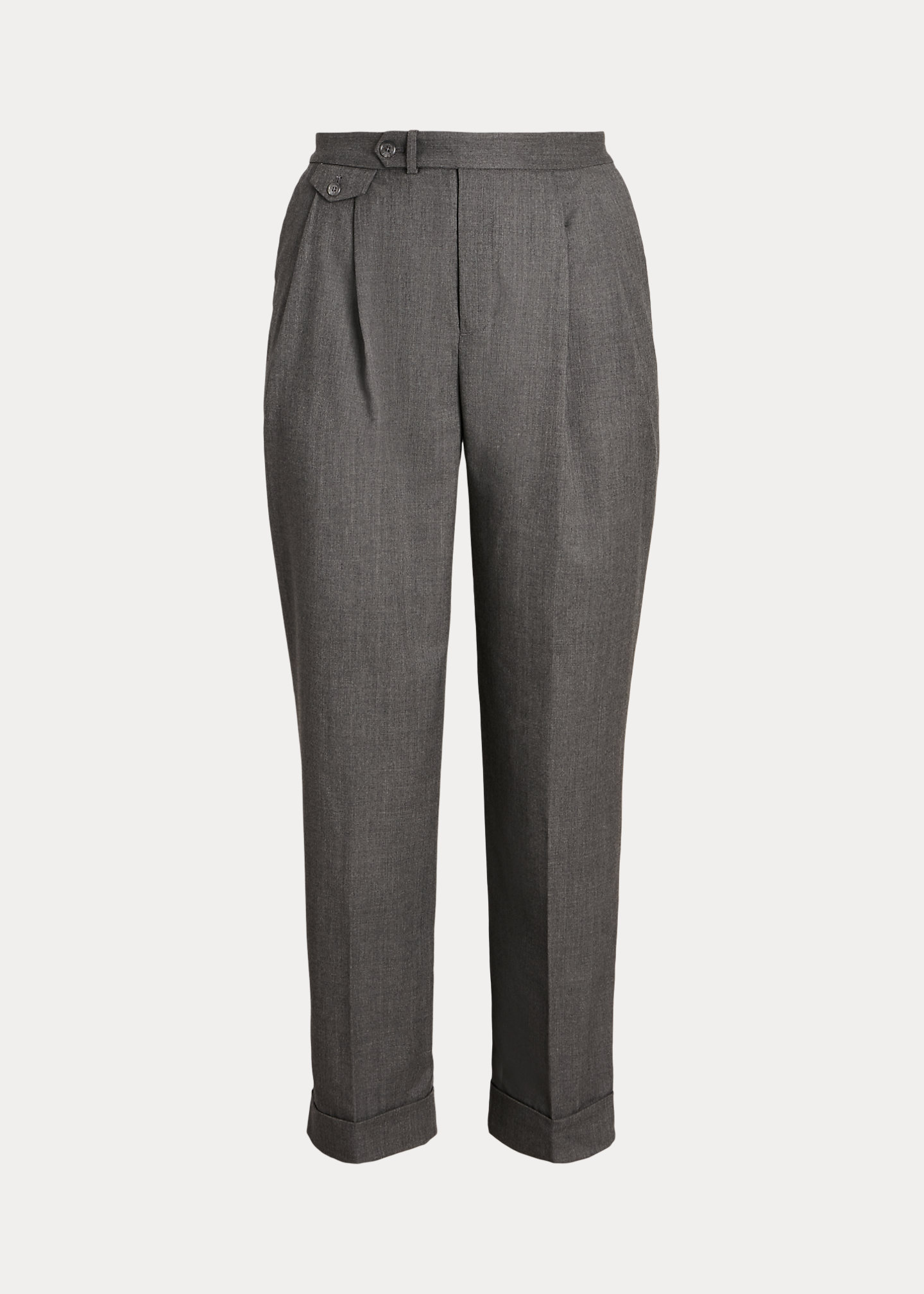 Pleated Wool Twill Straight Pant