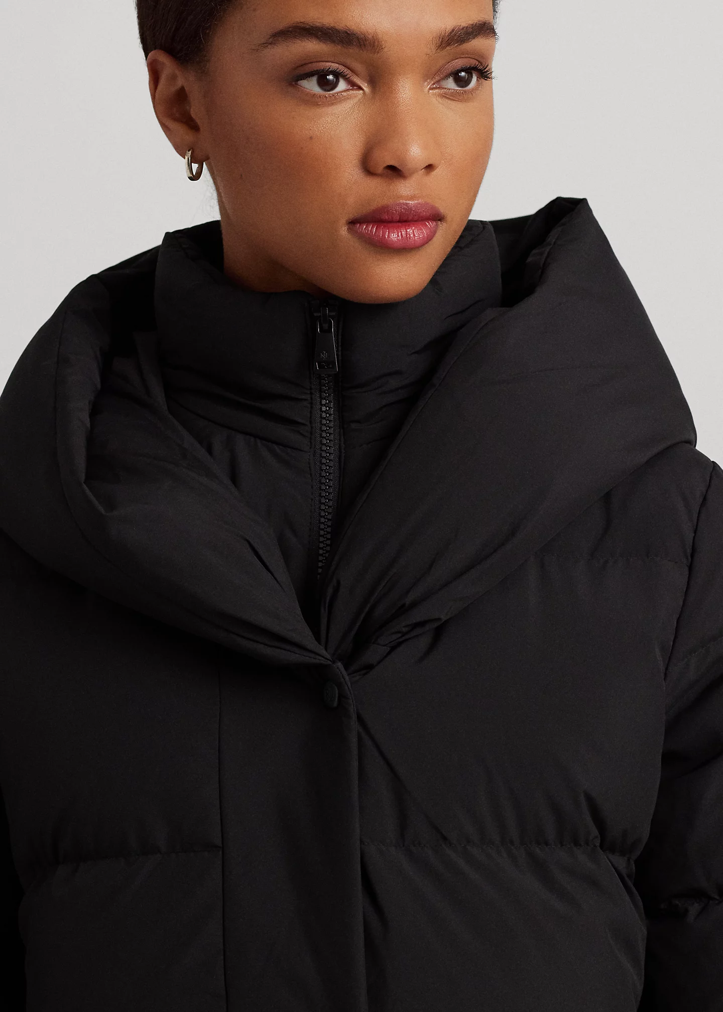Oversize-Collar Quilted Down Coat