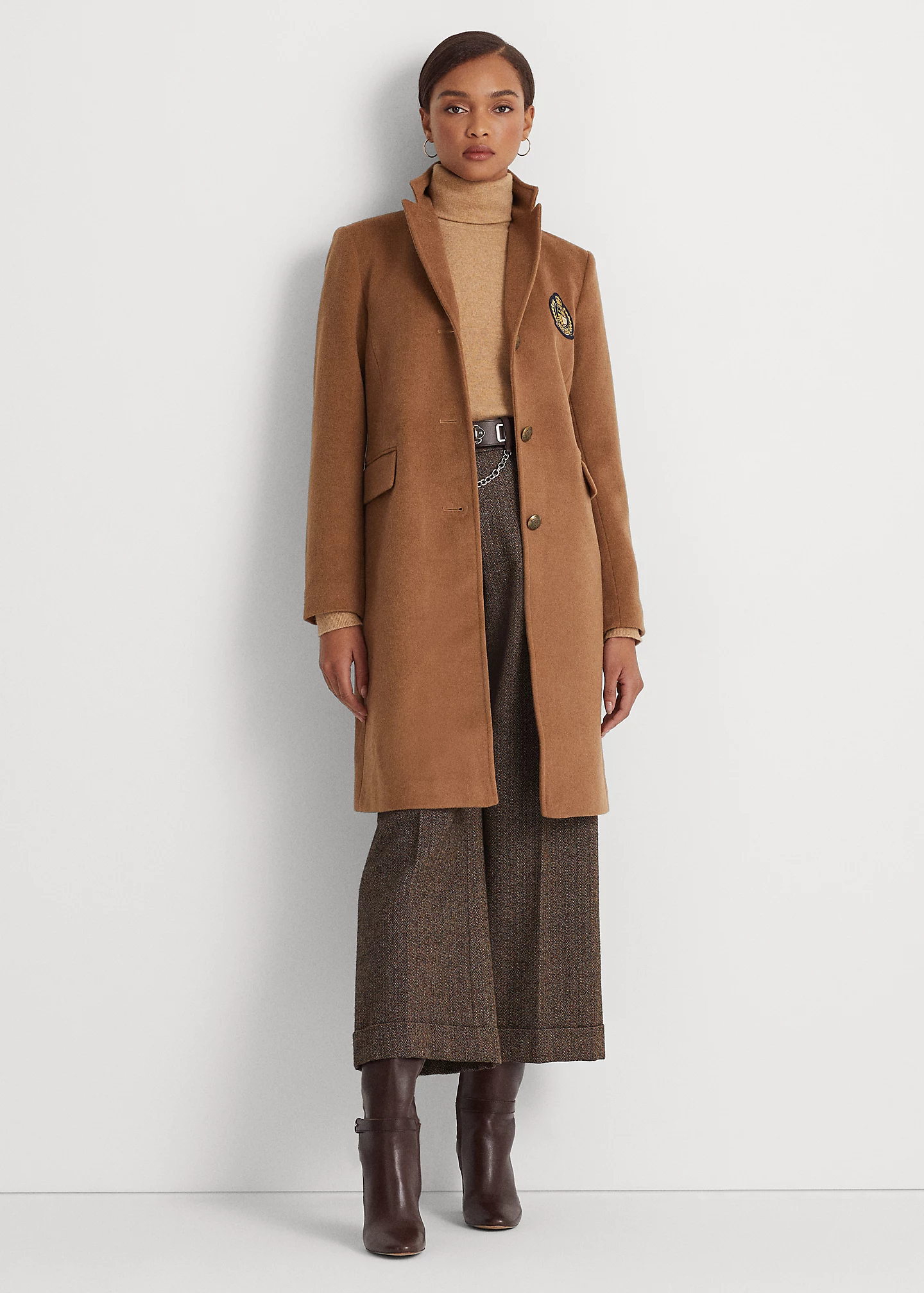 Crest-Patch Wool-Blend Coat