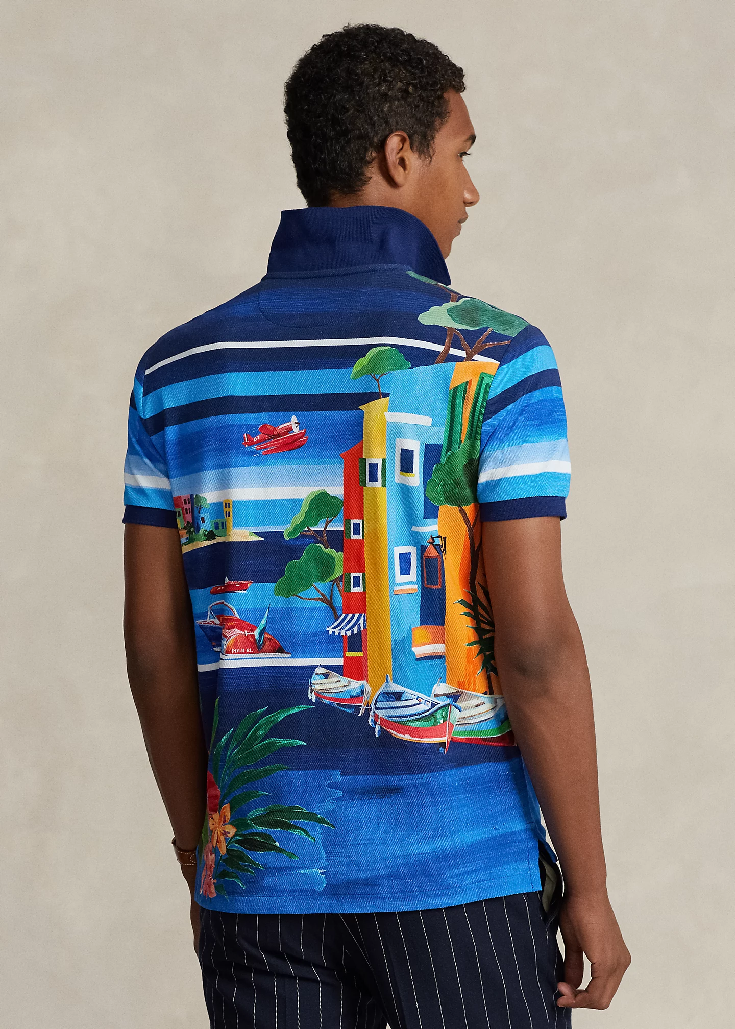 Classic Fit Print Mesh Polo Shirt