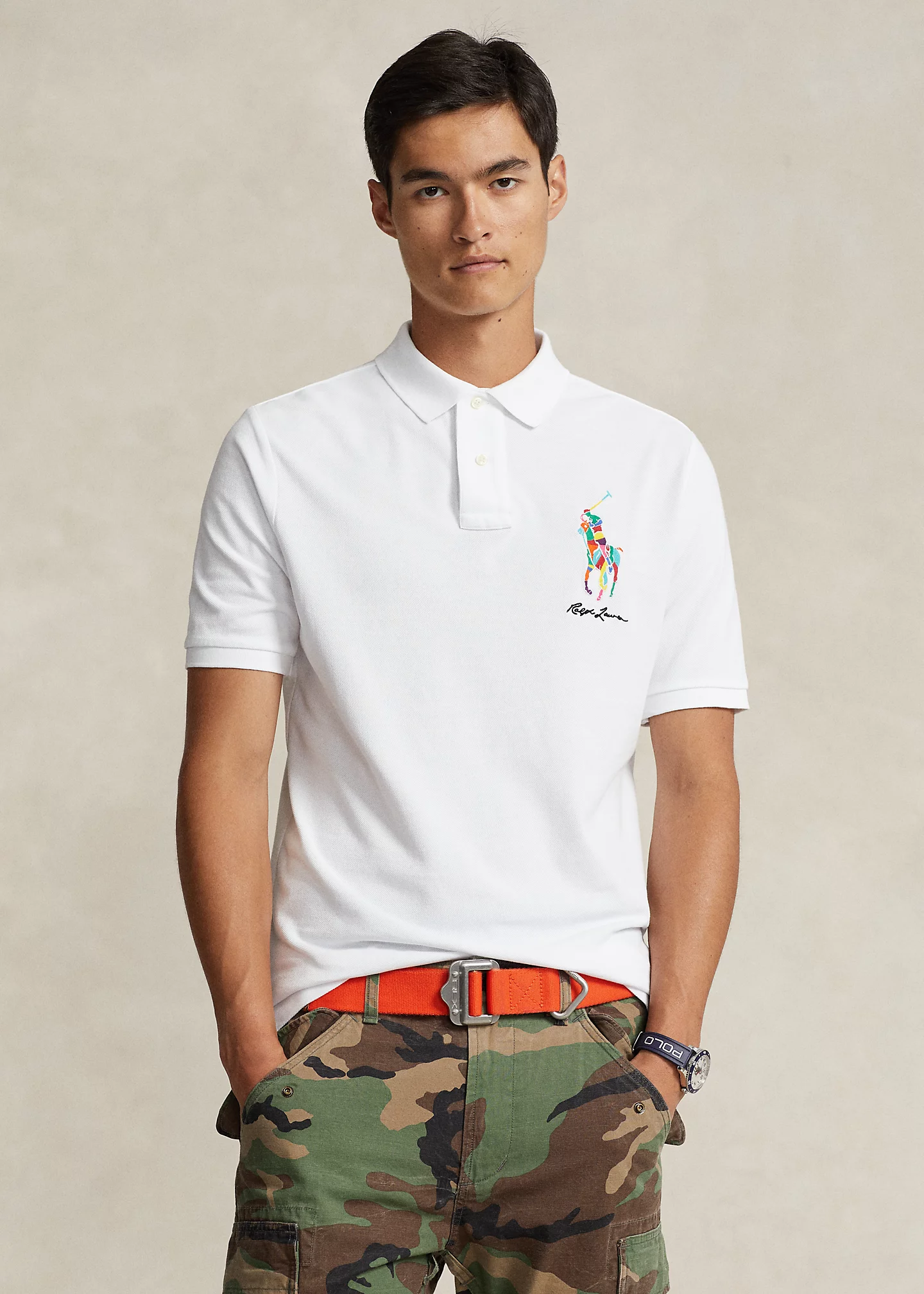 Classic Fit Big Pony Mesh Polo Shirt