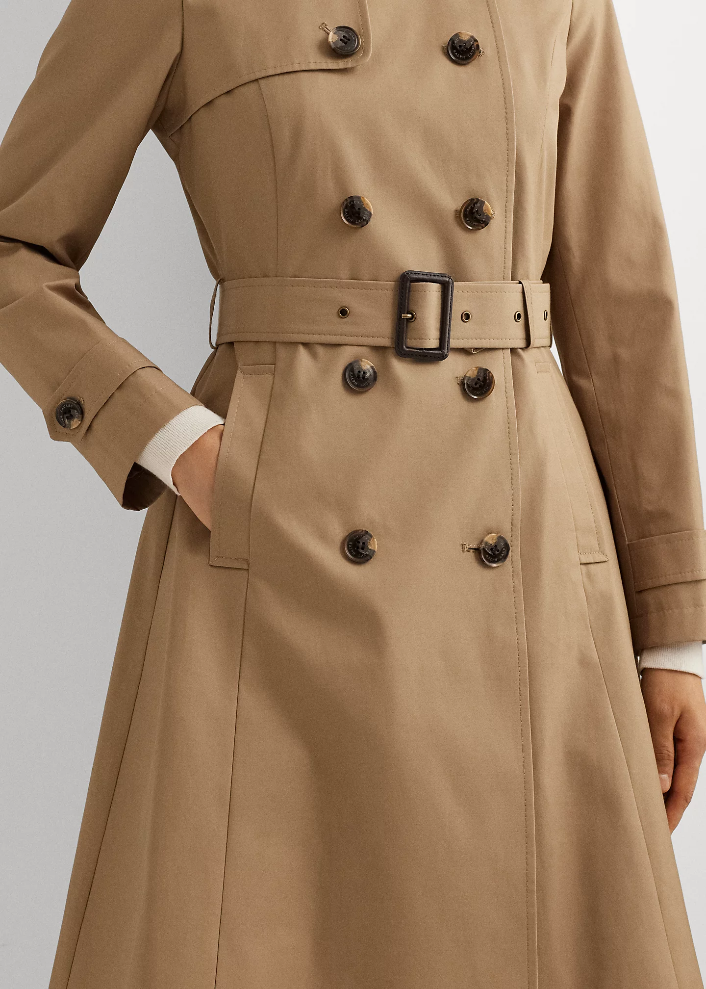 Double-Breasted Cotton-Blend Trench Coat