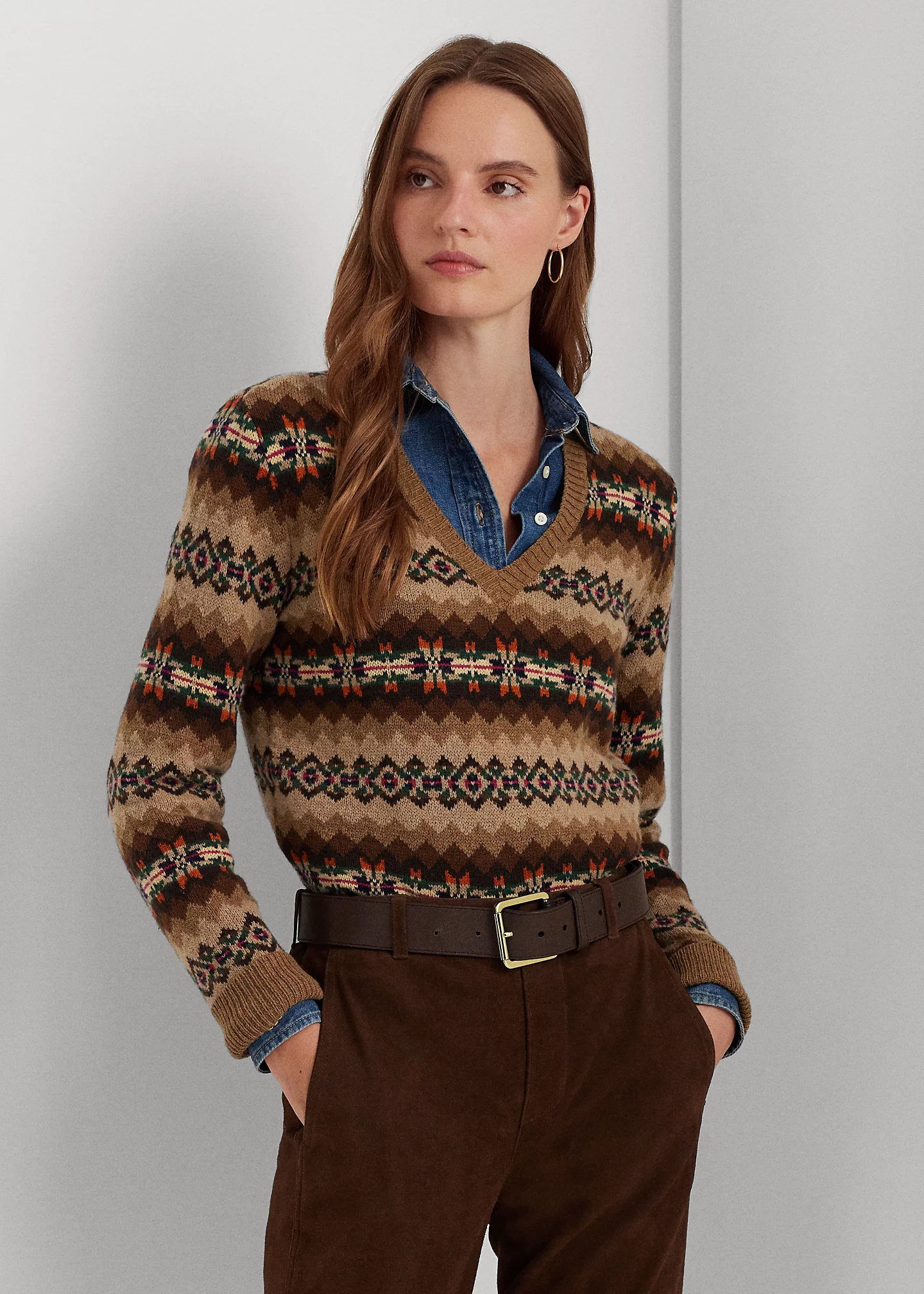 Fair Isle Wool-Blend V-Neck Sweater