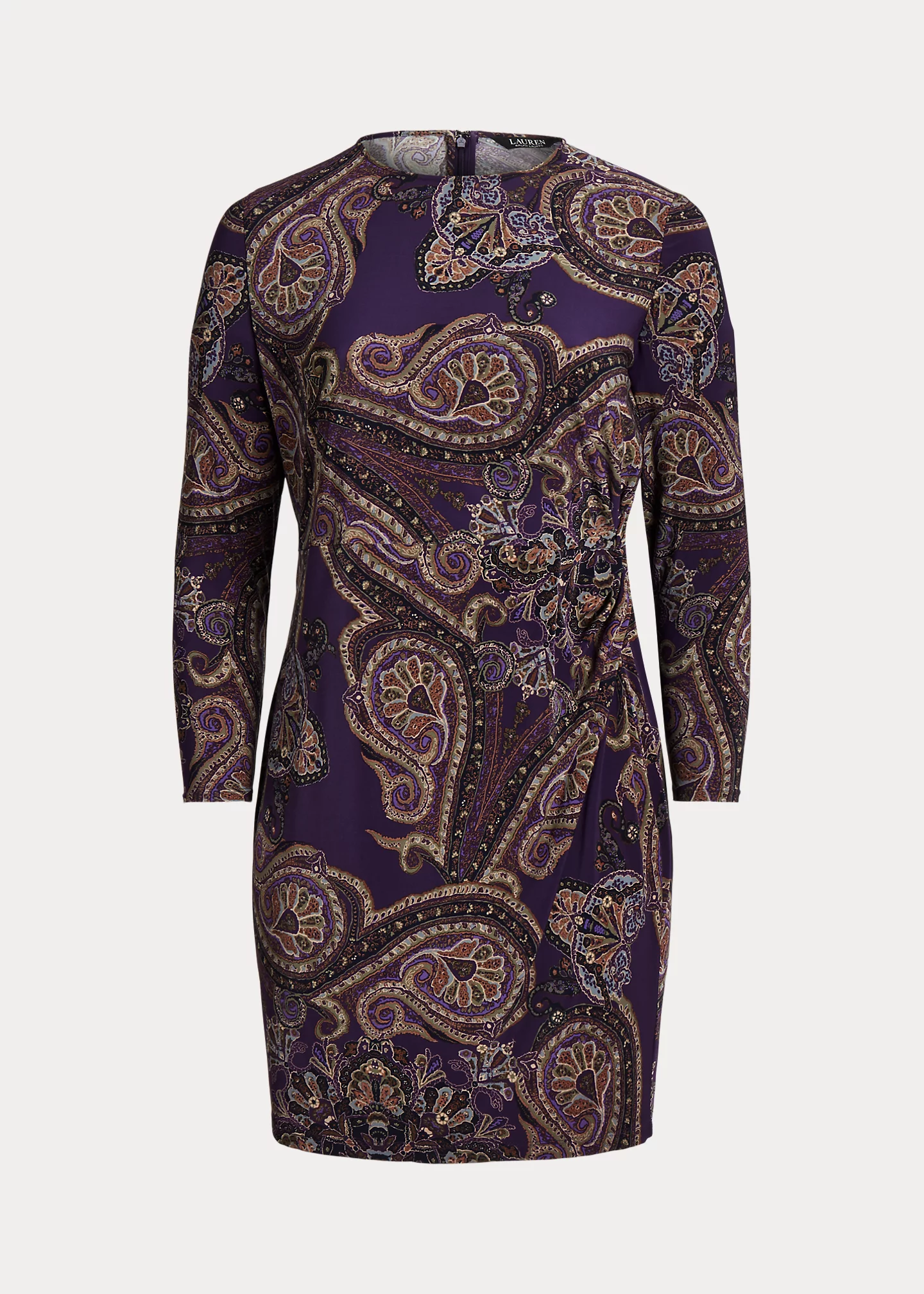 Paisley Twist-Front Stretch Jersey Dress