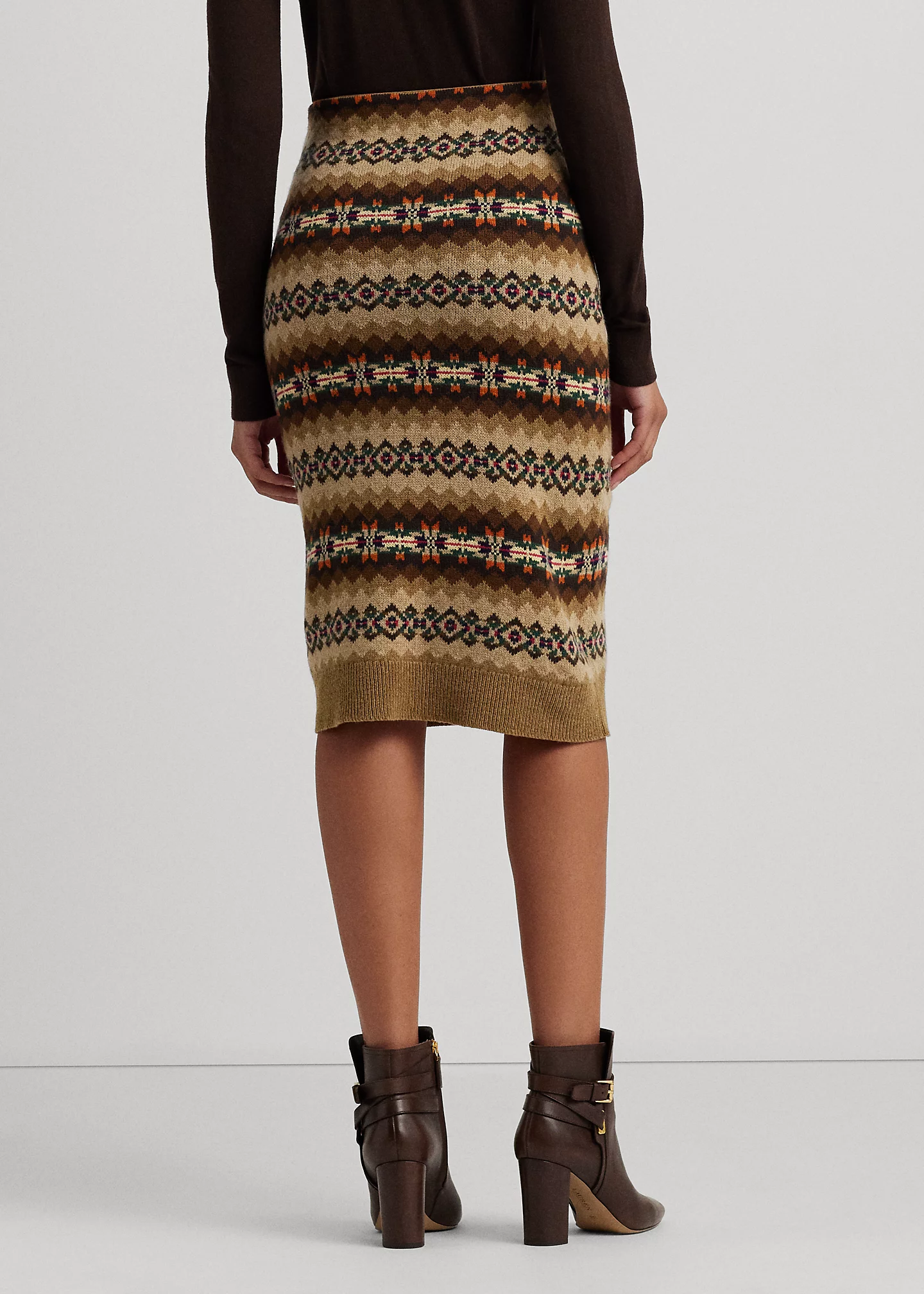 Fair Isle Wool-Blend Knit Pencil Skirt