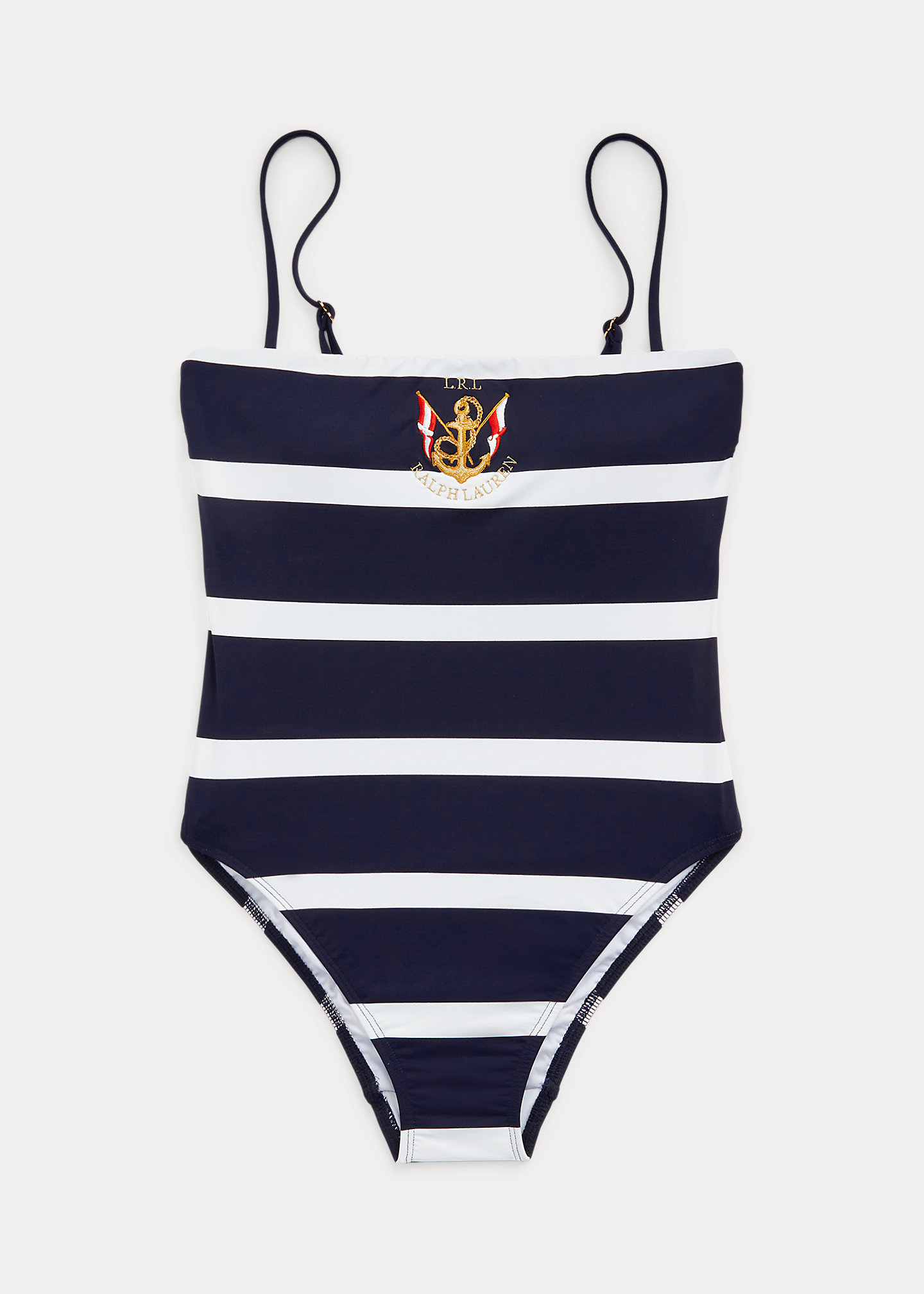 Logo Striped Square-Neck One-Piece
