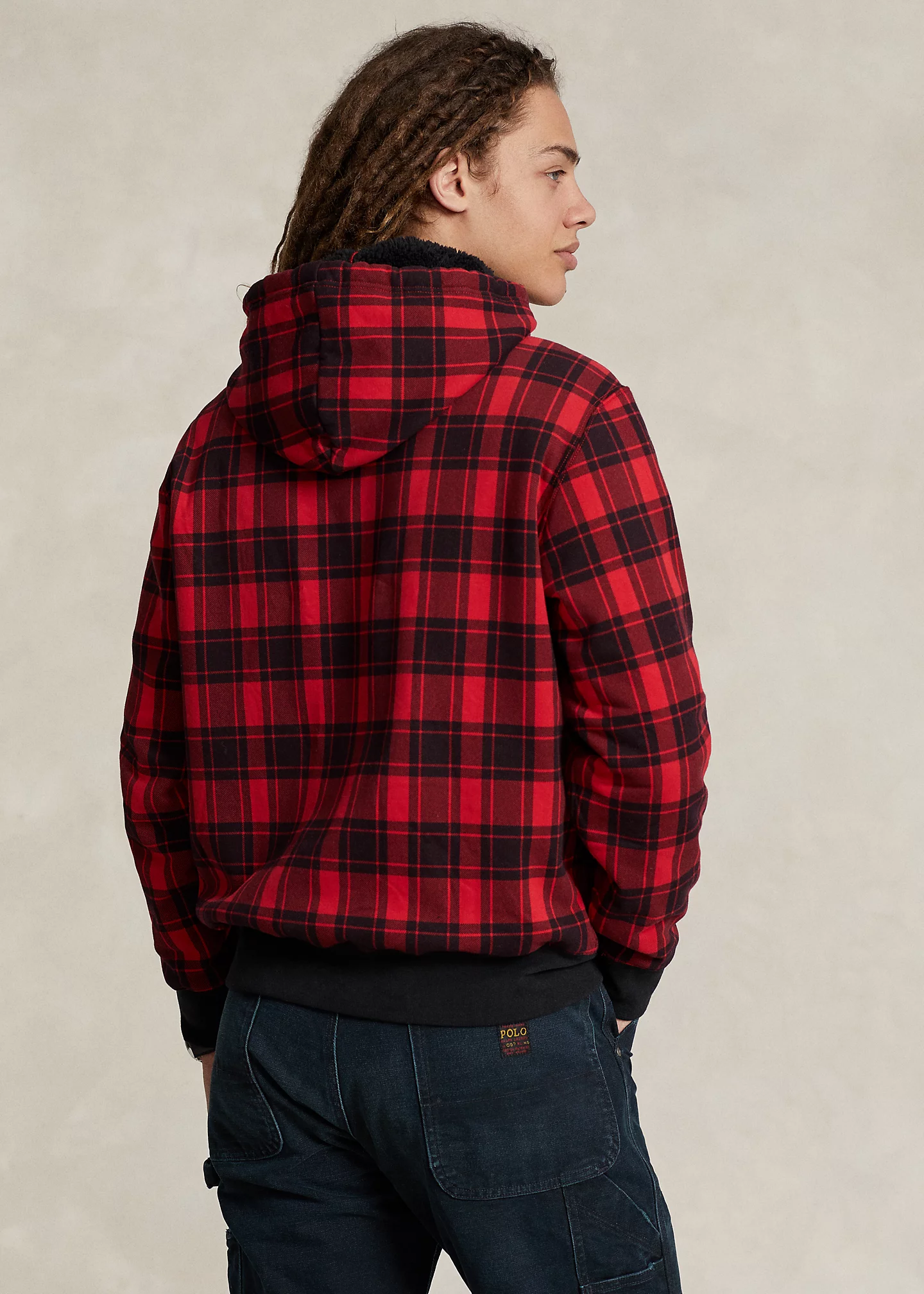 Plaid Pile Fleece Hoodie