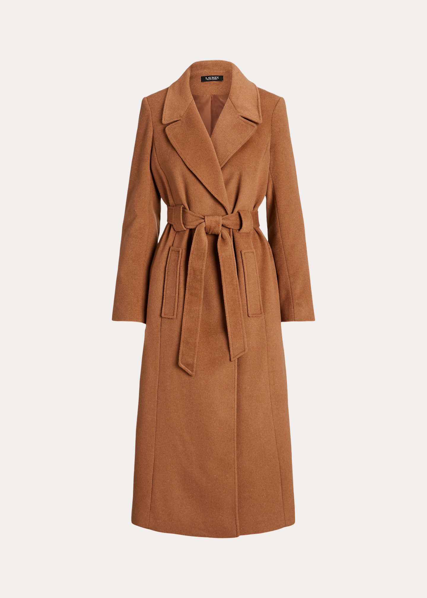 Belted Wool-Blend Wrap Coat