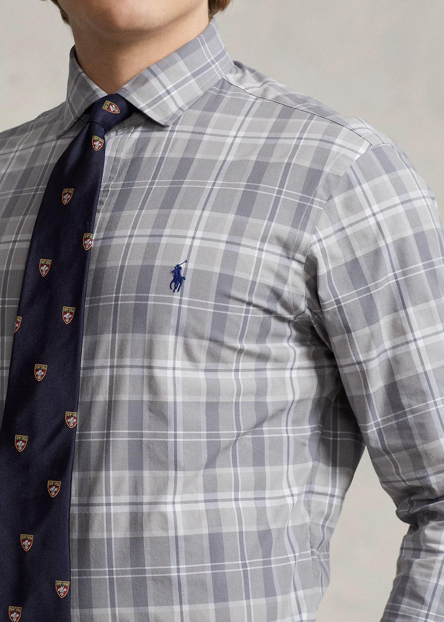 Classic Fit Plaid Stretch Poplin Shirt