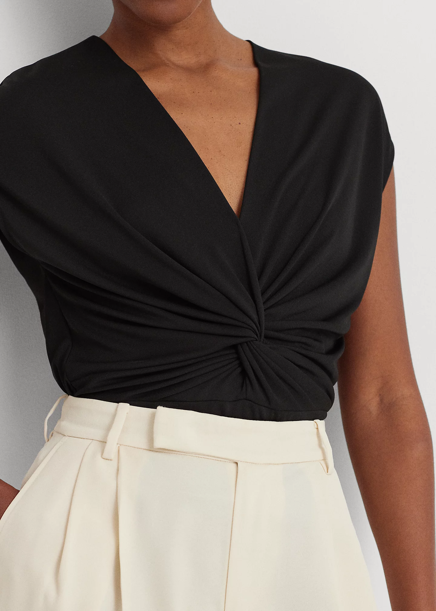 Twist-Front Jersey Cap-Sleeve Tee