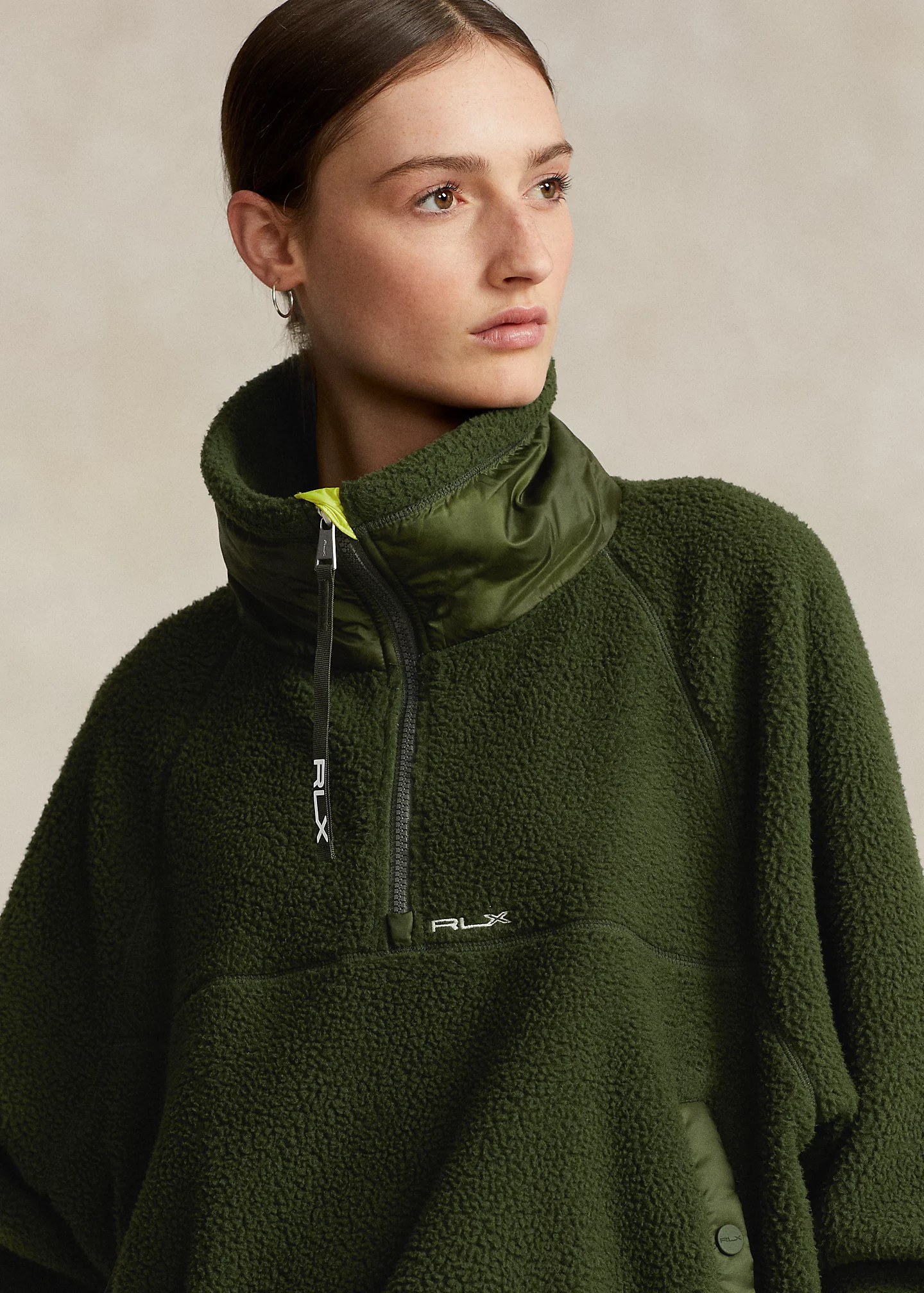 Ripstop-Trim High-Pile Fleece Pullover