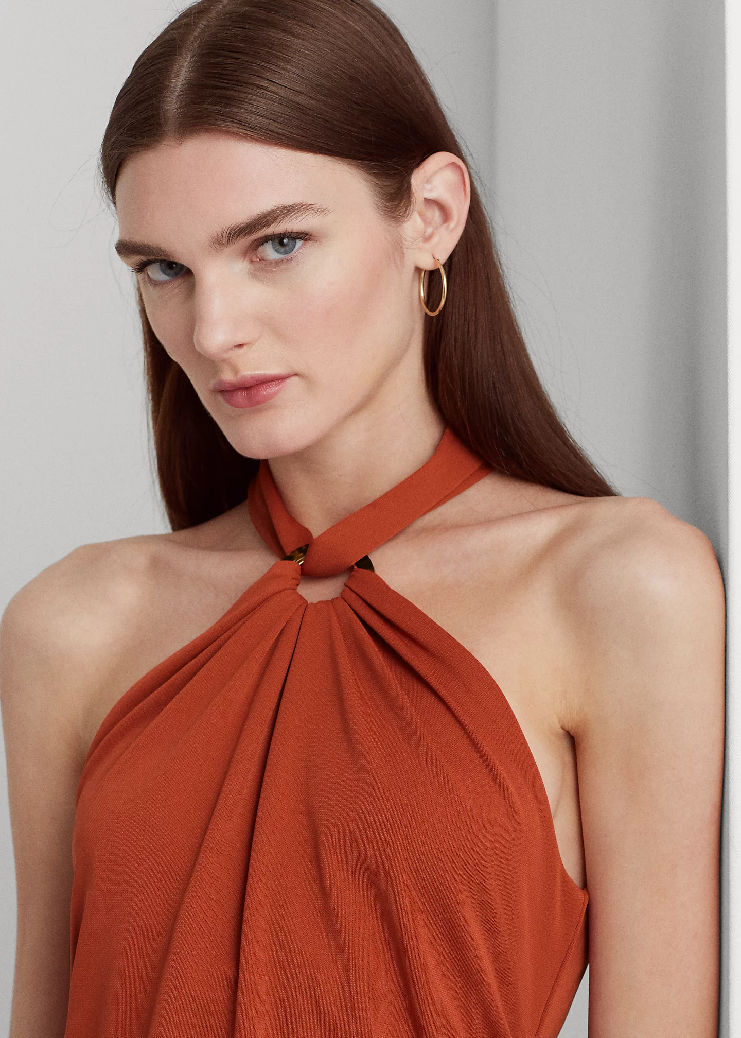 Stretch Jersey Ring-Front Halter Top