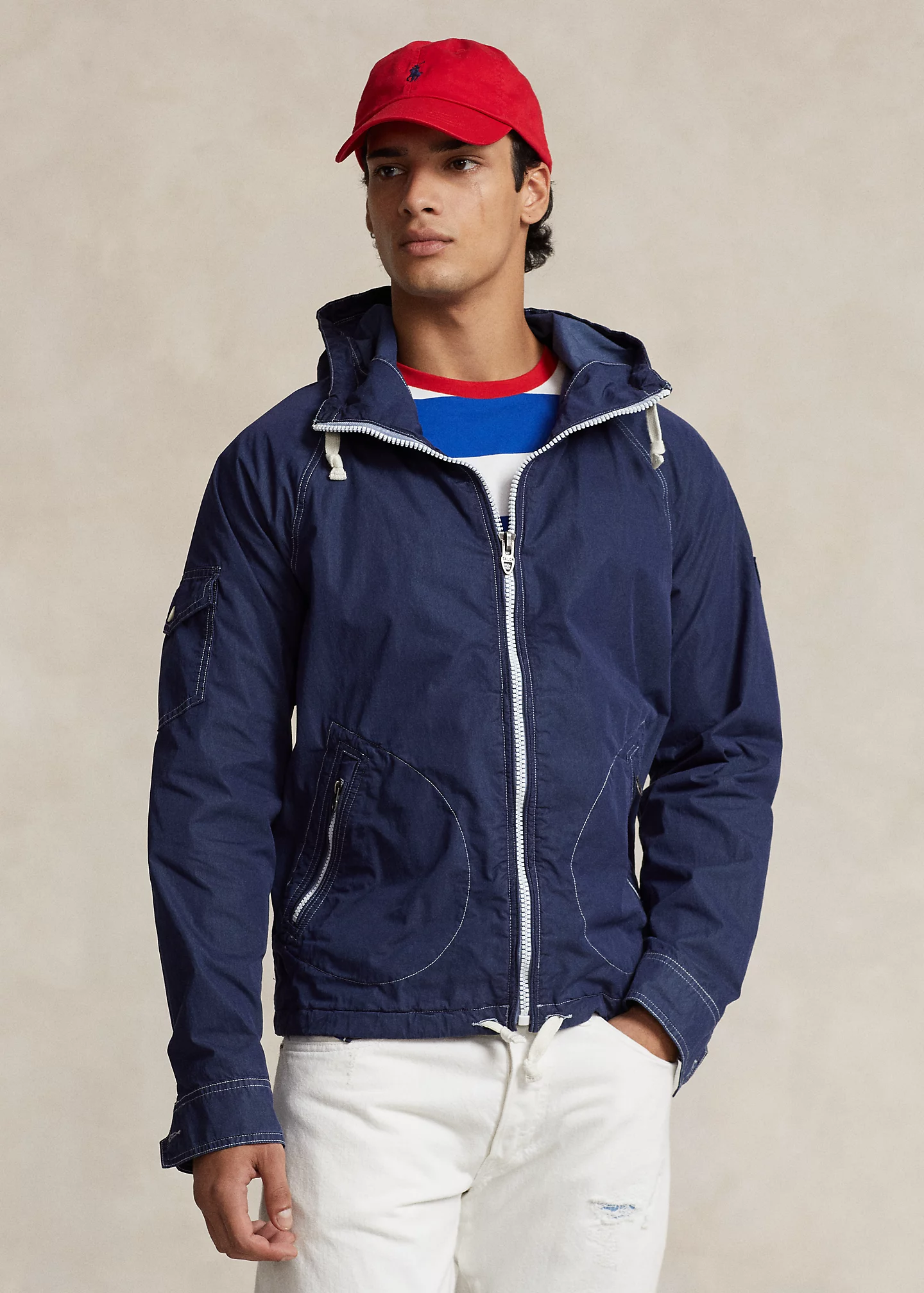 Garment-Dyed Twill Hooded Jacket