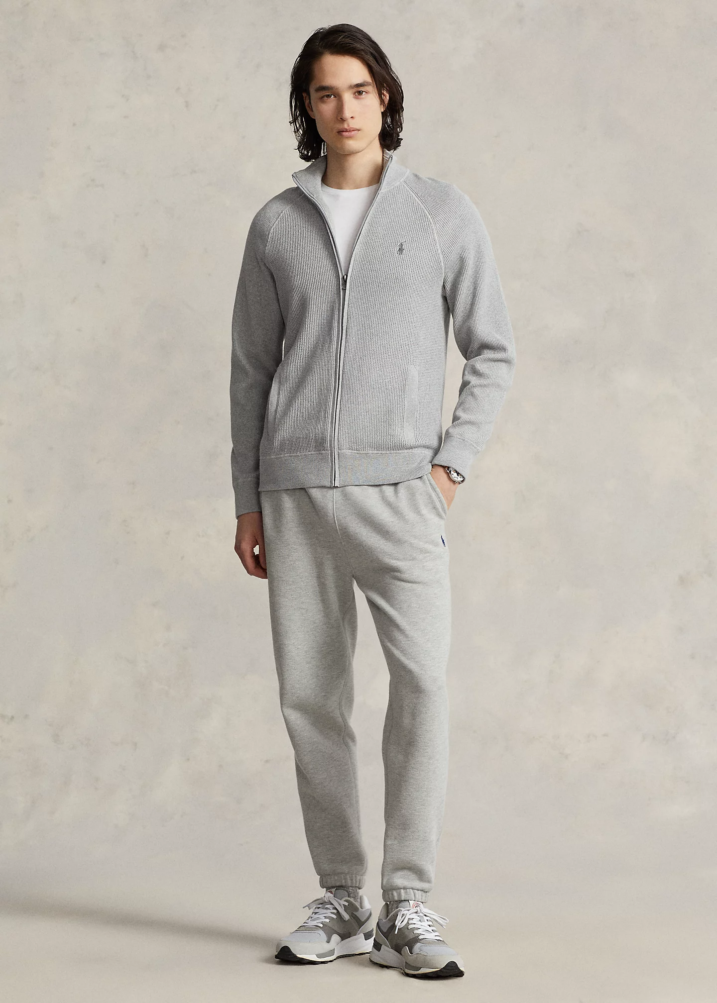 Textured Cotton Full-Zip Sweater