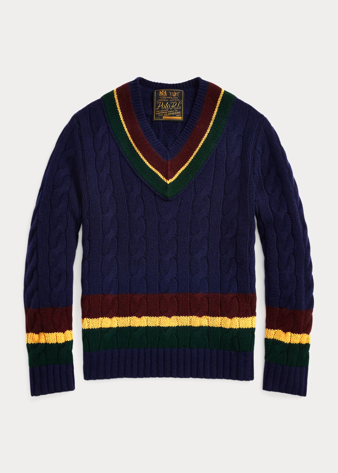 Cable-Knit Wool-Cashmere Cricket Sweater