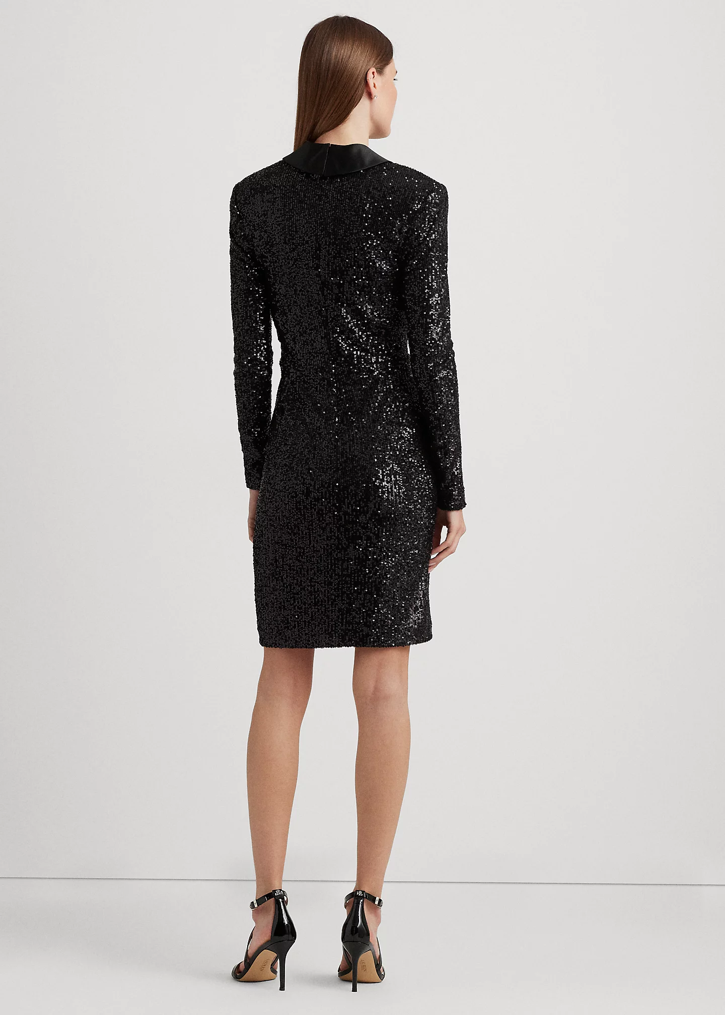 Twist-Front Sequined Cocktail Dress