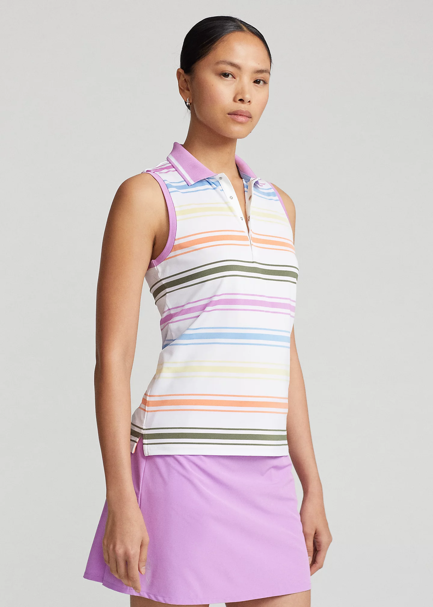 Tailored Fit Striped Sleeveless Polo