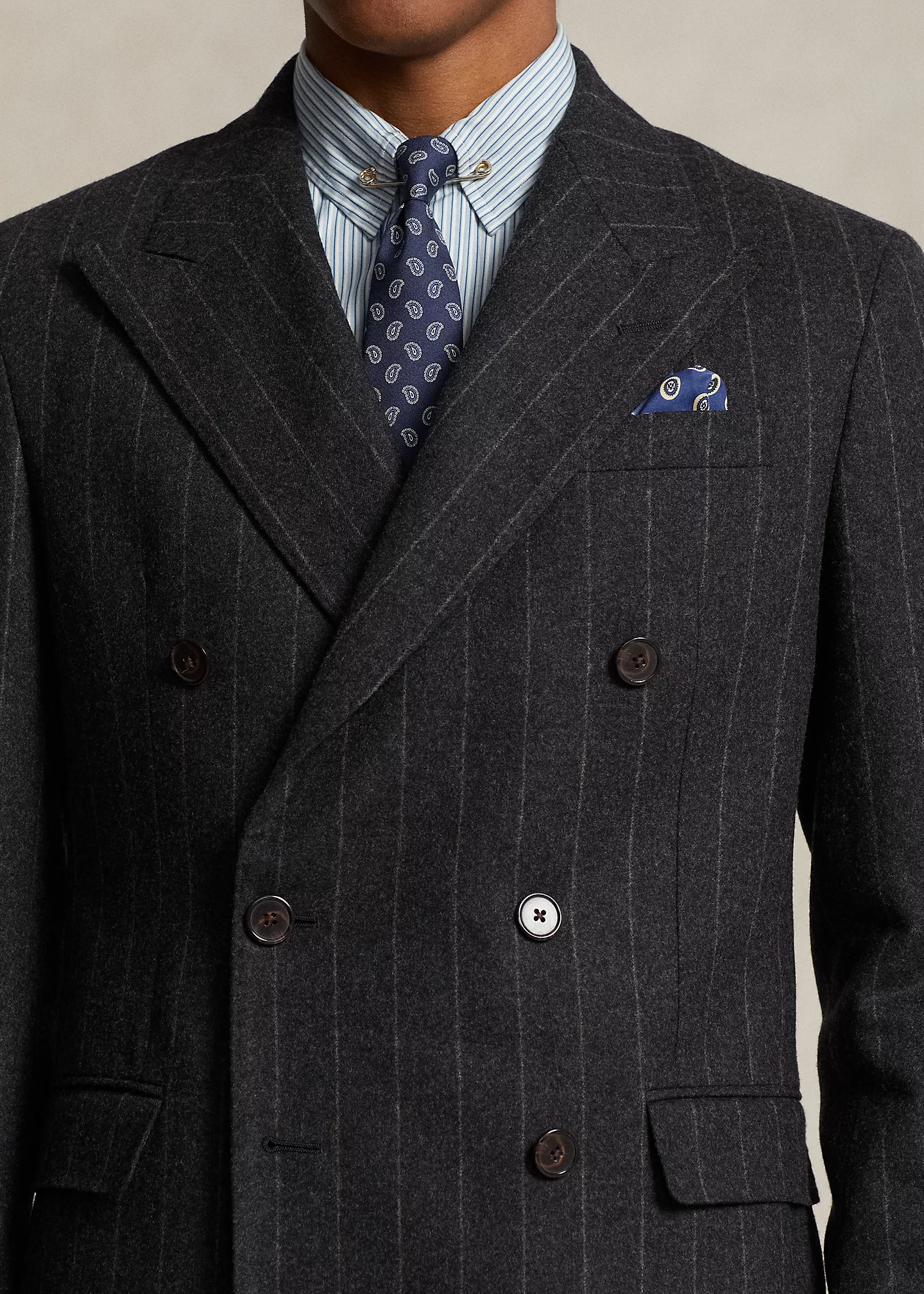 Polo Chalk-Stripe Wool Flannel Suit