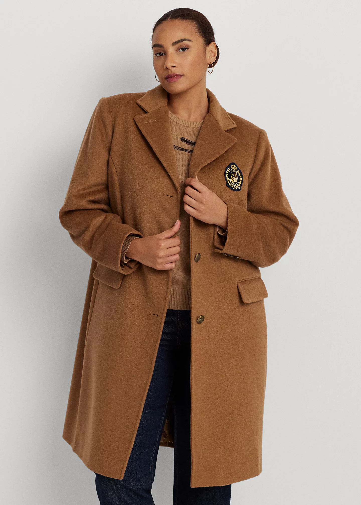 Crest-Patch Wool-Blend Coat