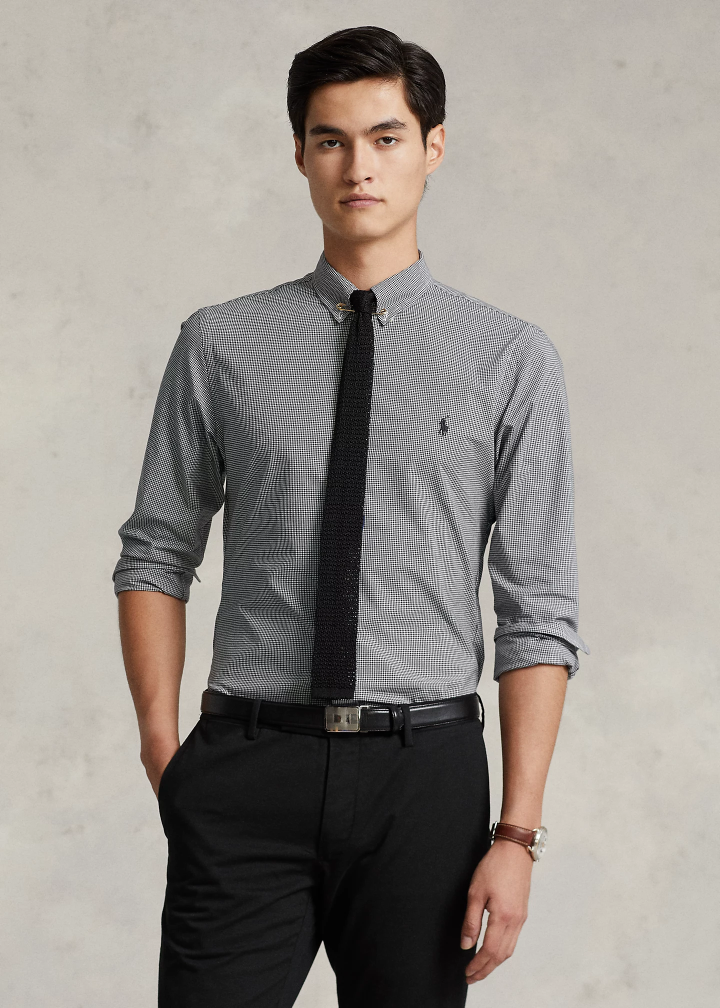 Slim Fit Gingham Stretch Poplin Shirt