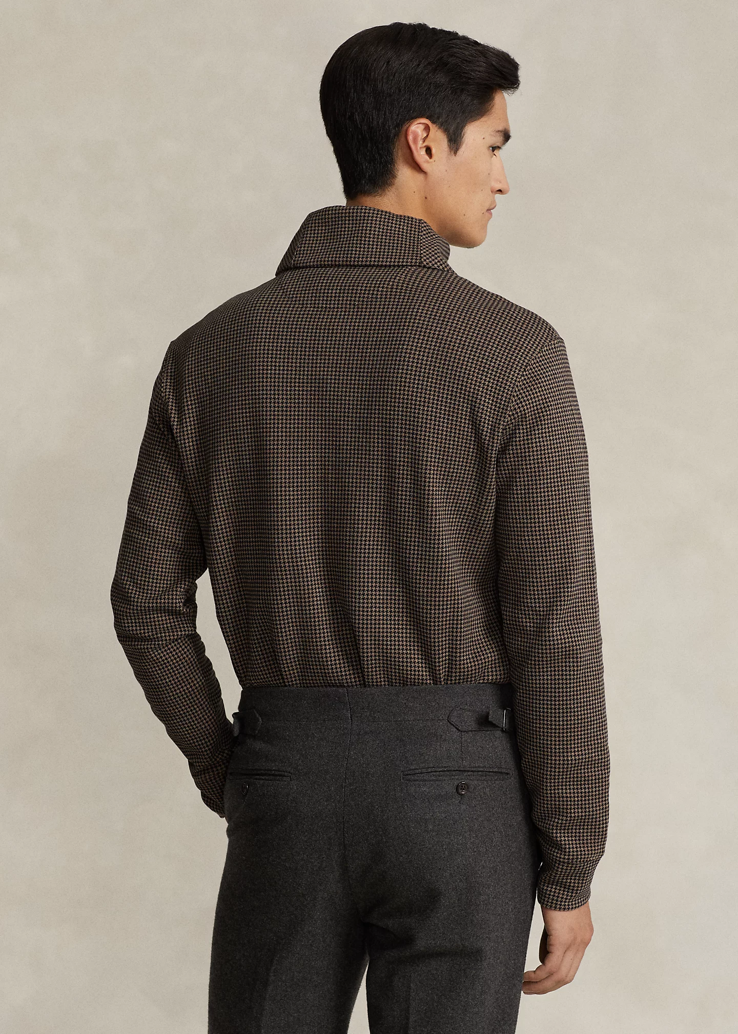 Houndstooth Estate-Rib Shawl Pullover