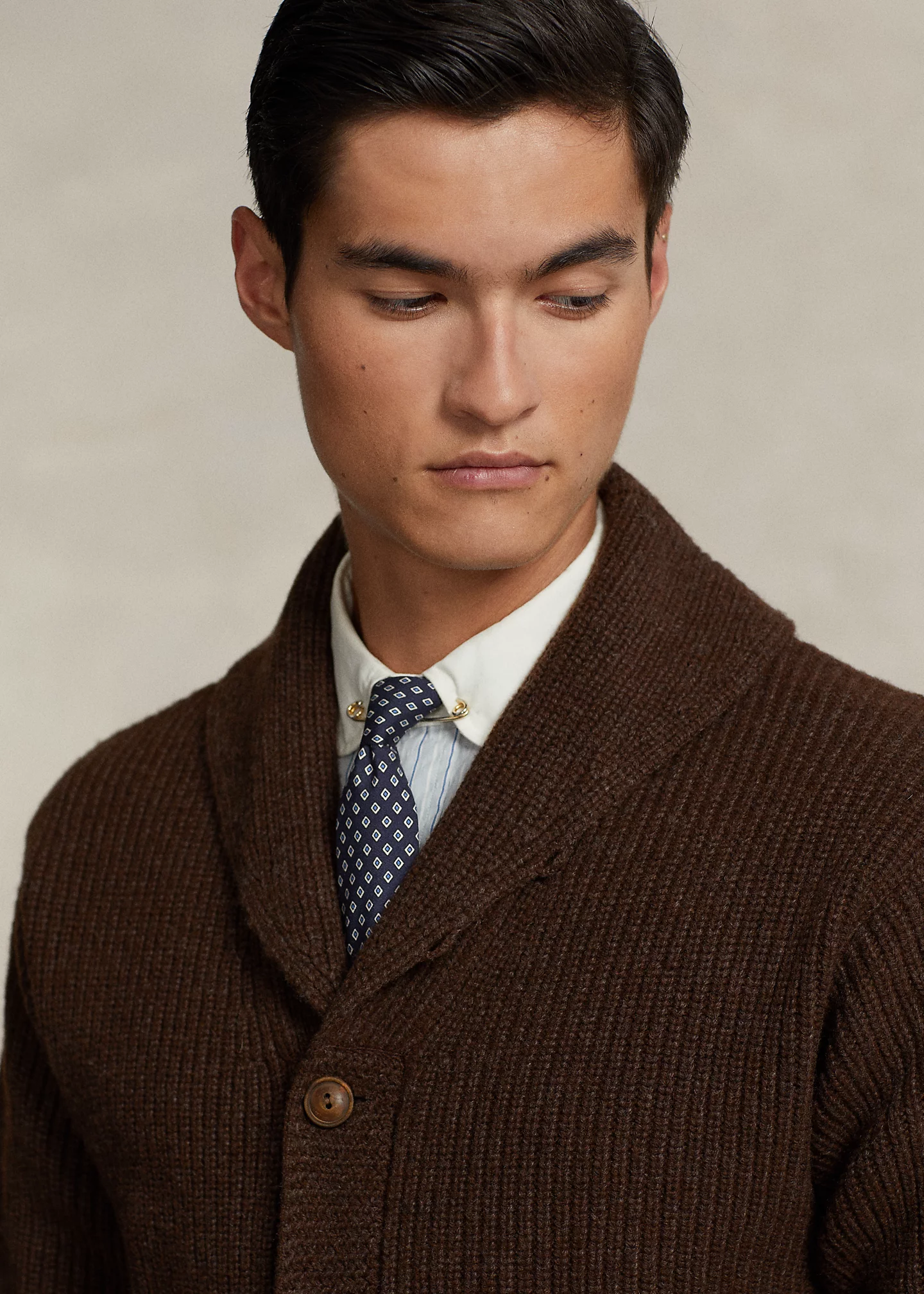Wool-Blend Shawl-Collar Cardigan
