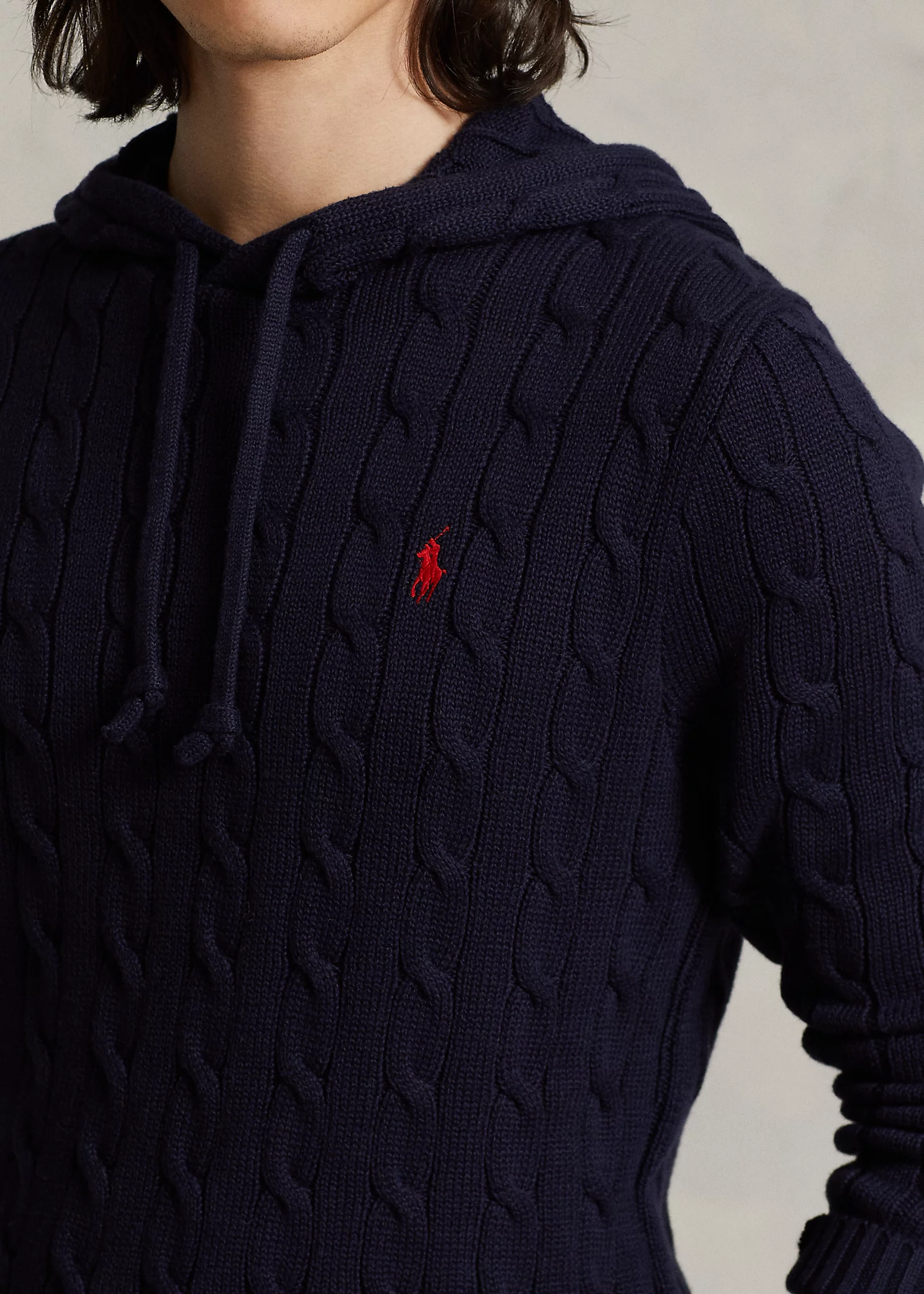 Cable-Knit Cotton Hooded Sweater