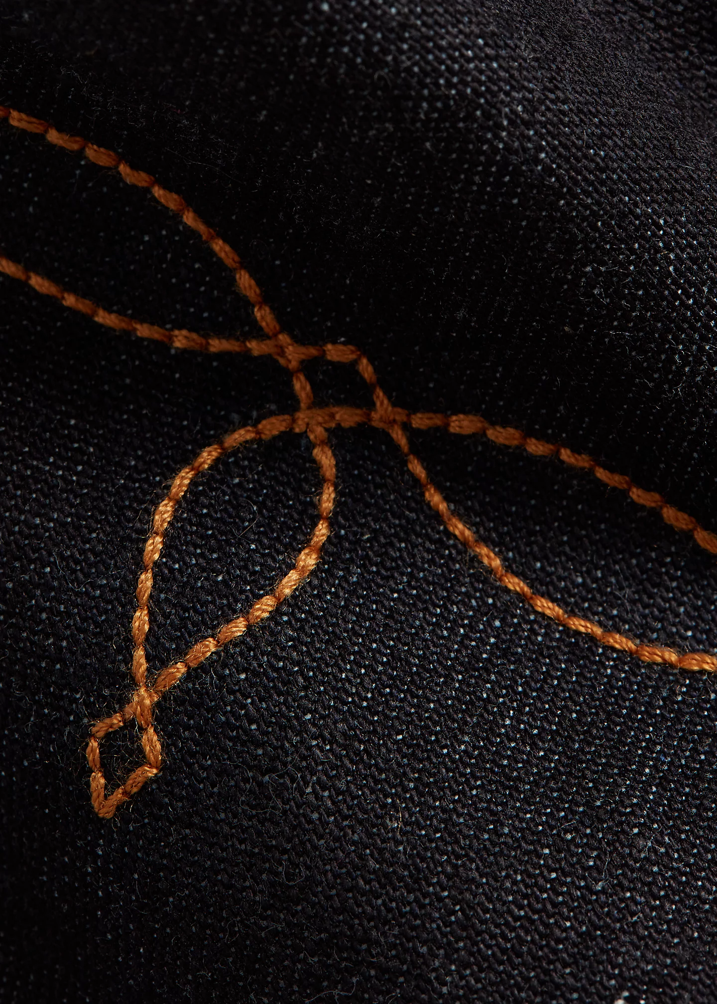 Handmade Leather-Trim Denim Tie