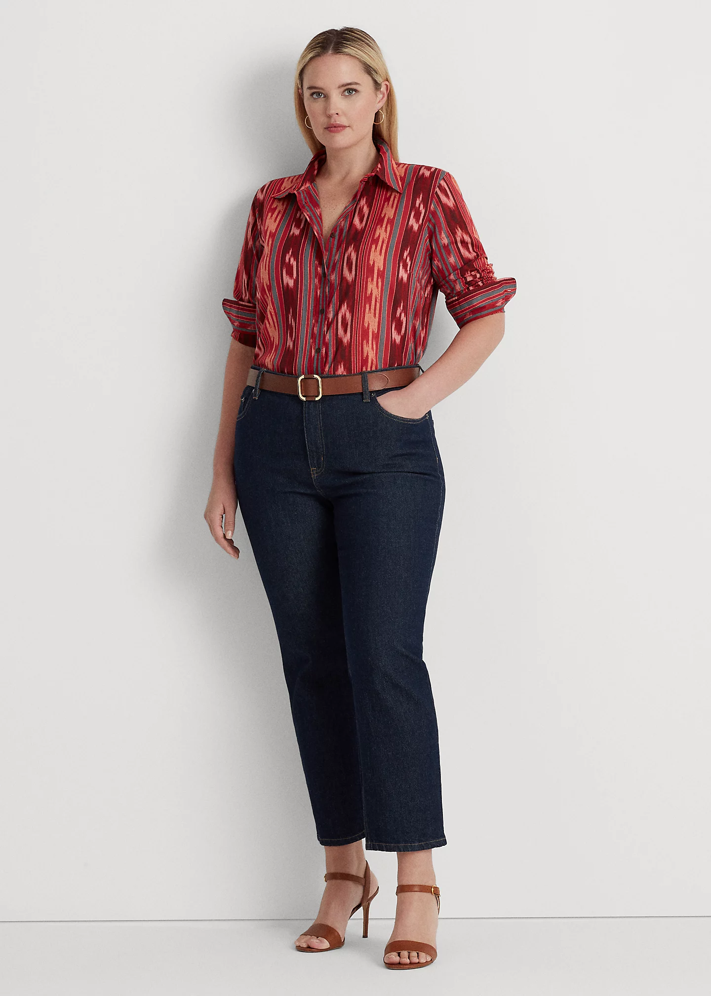 Geo-Striped Cotton Voile Shirt