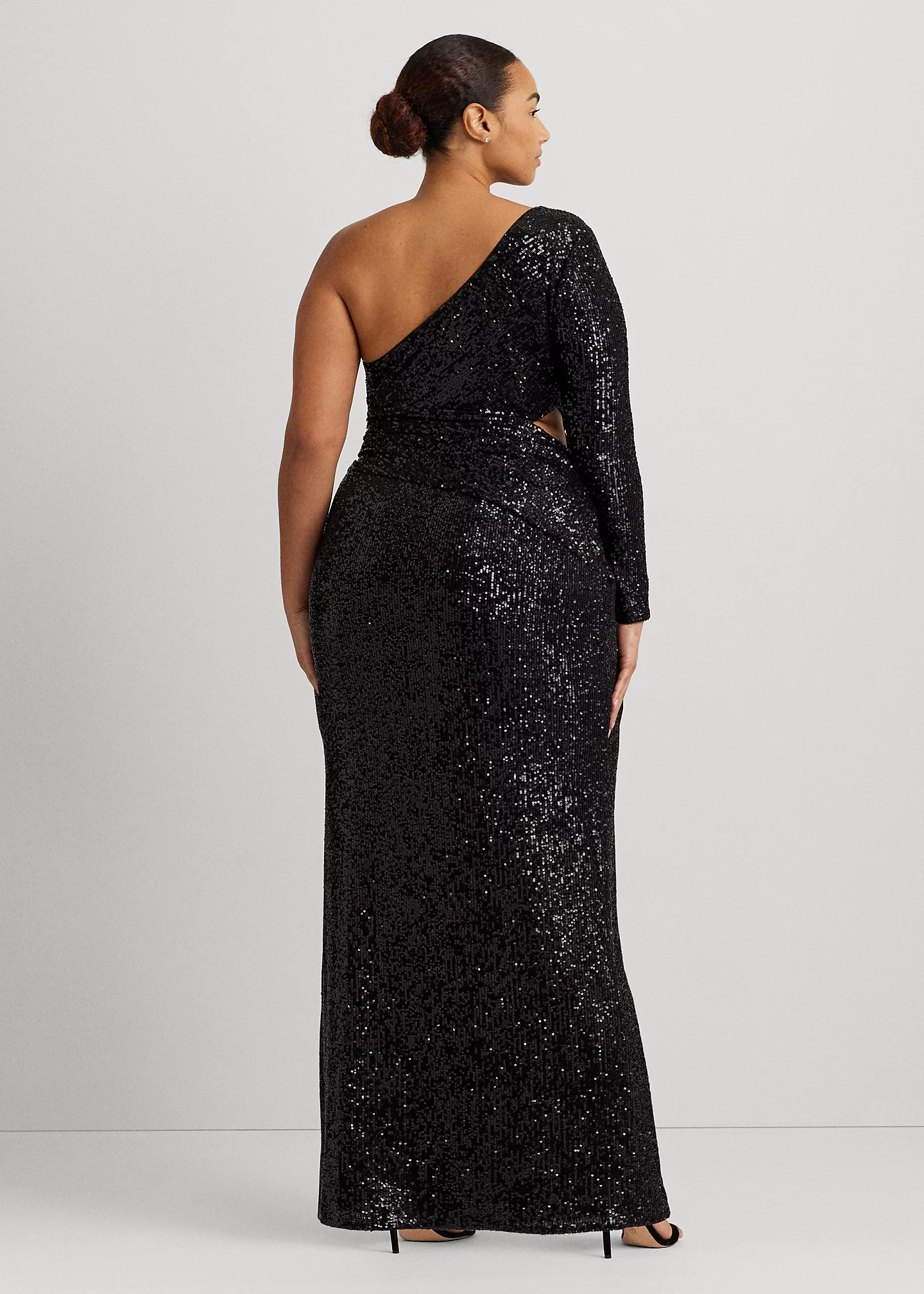 Sequined One-Shoulder Gown