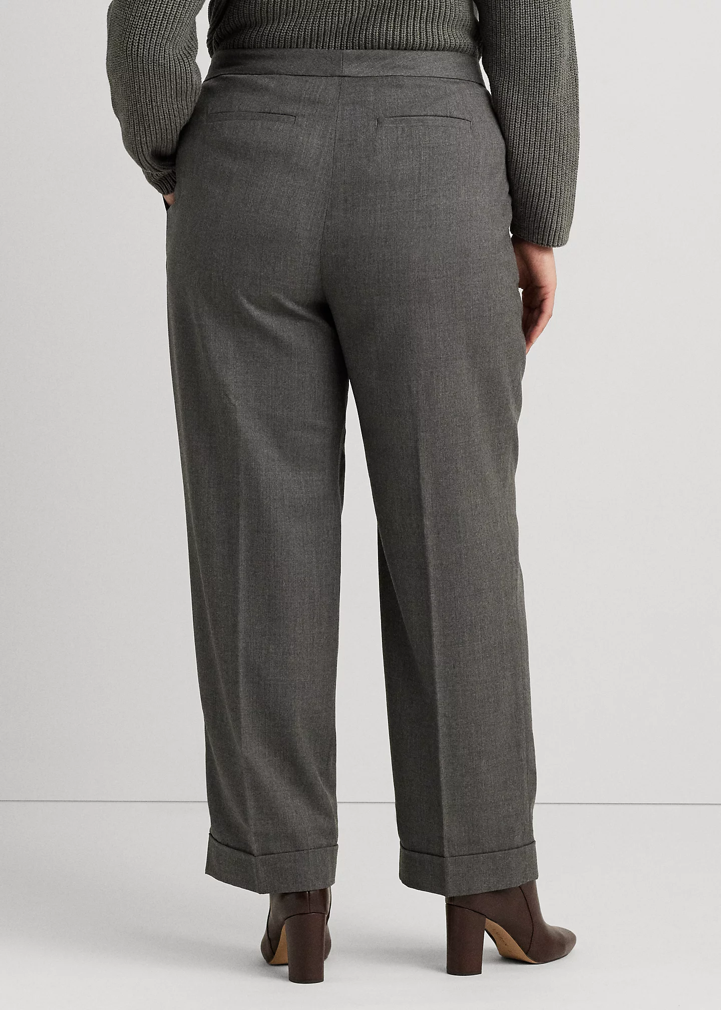 Pleated Wool Twill Straight Pant
