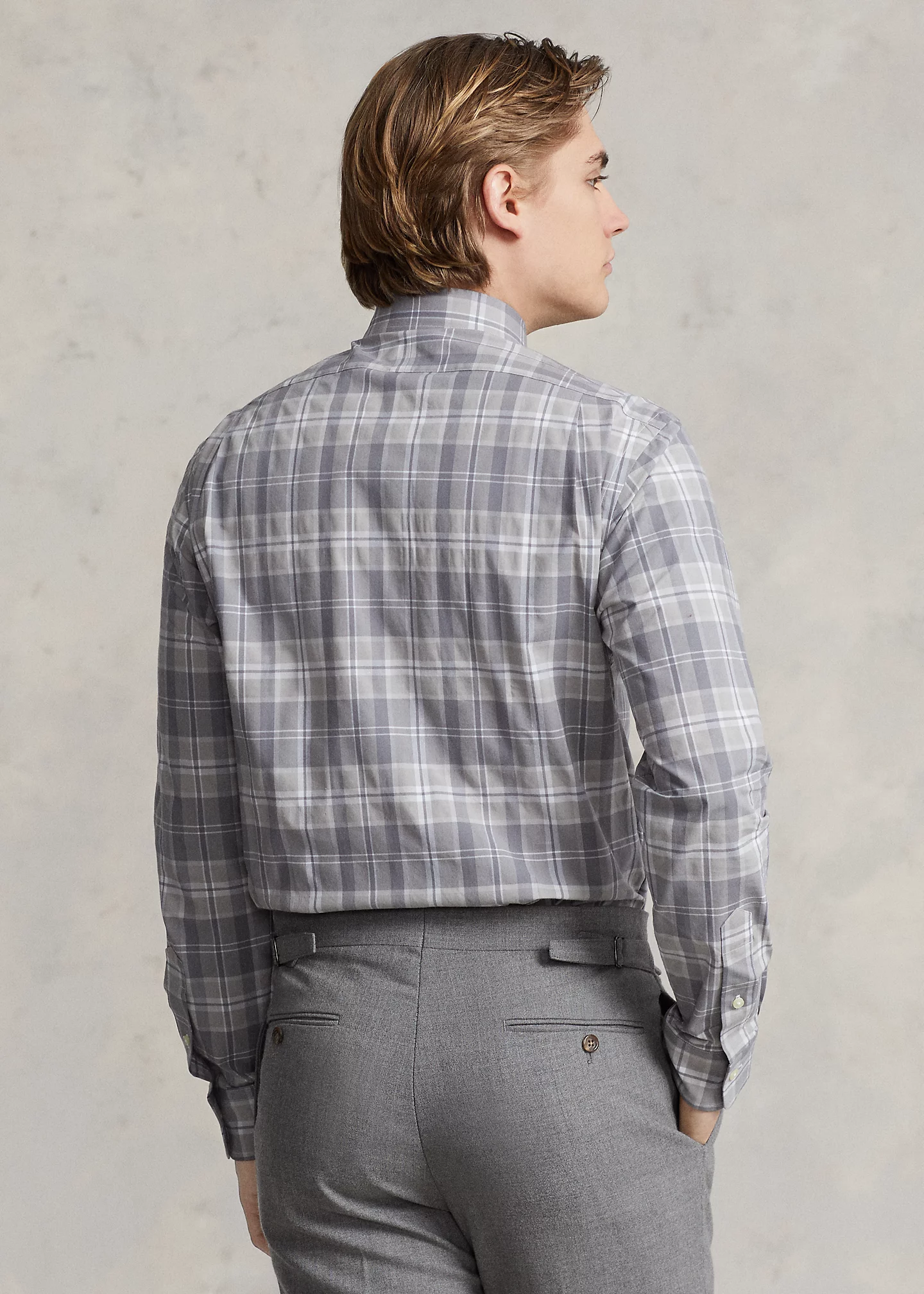 Classic Fit Plaid Stretch Poplin Shirt