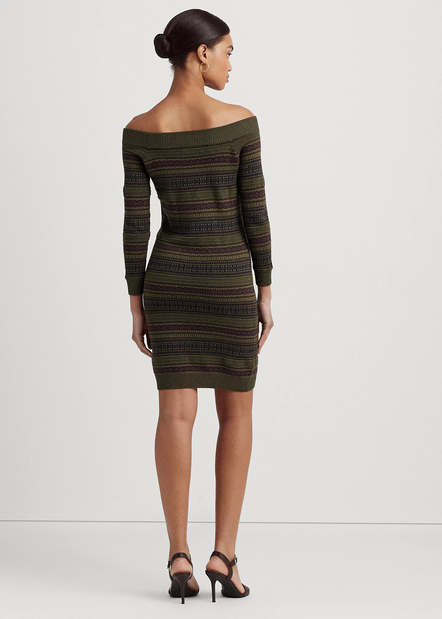 Fair Isle Off-the-Shoulder Sweater Dress
