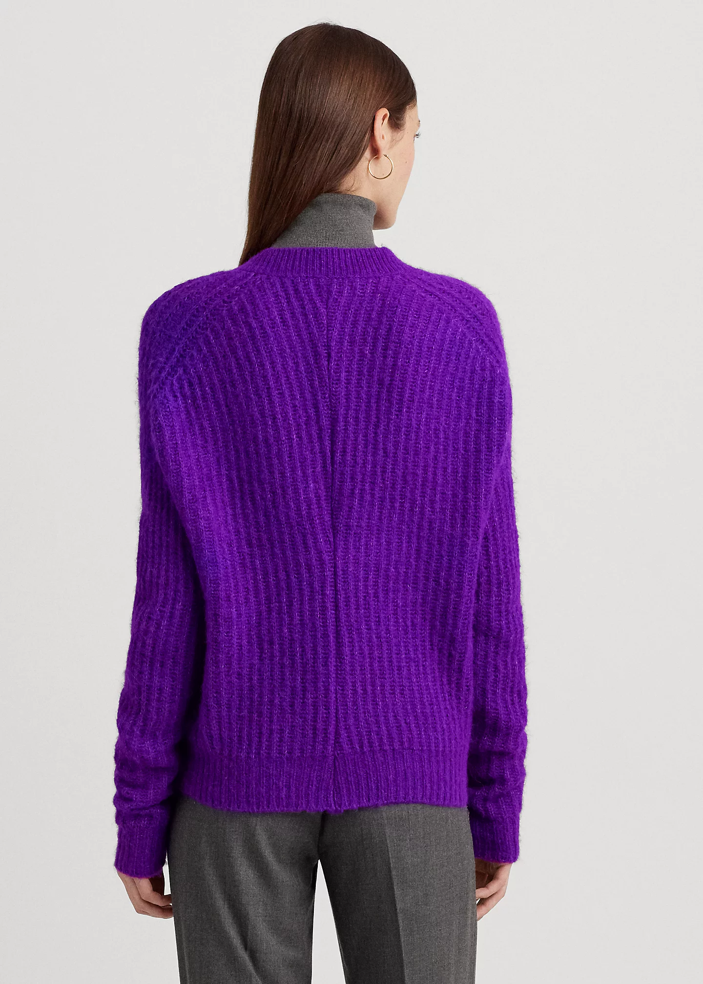 Wool-Blend Ribbed V-Neck Sweater