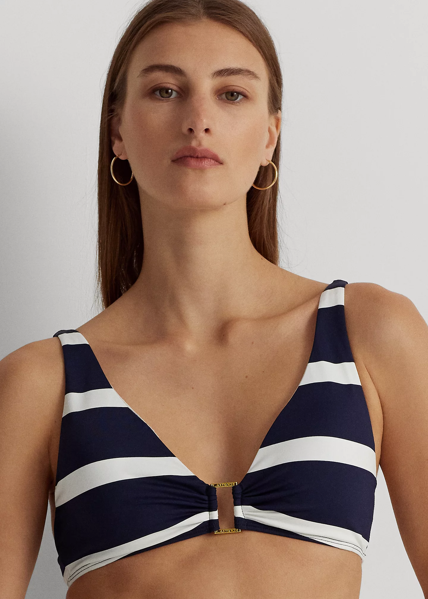 Striped Ring-Front Bikini Top
