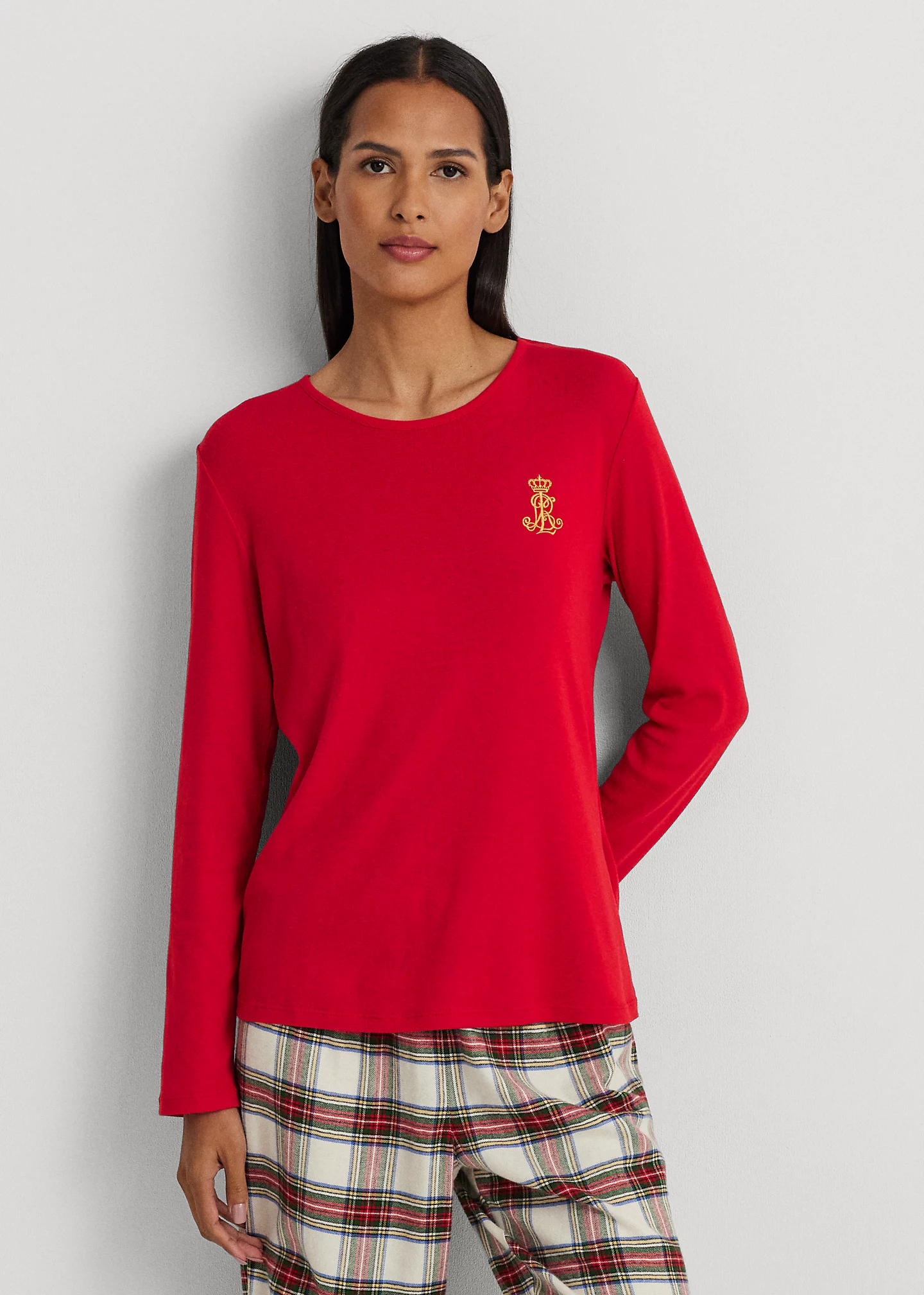 Plaid Brushed Twill & Jersey Pajama Set