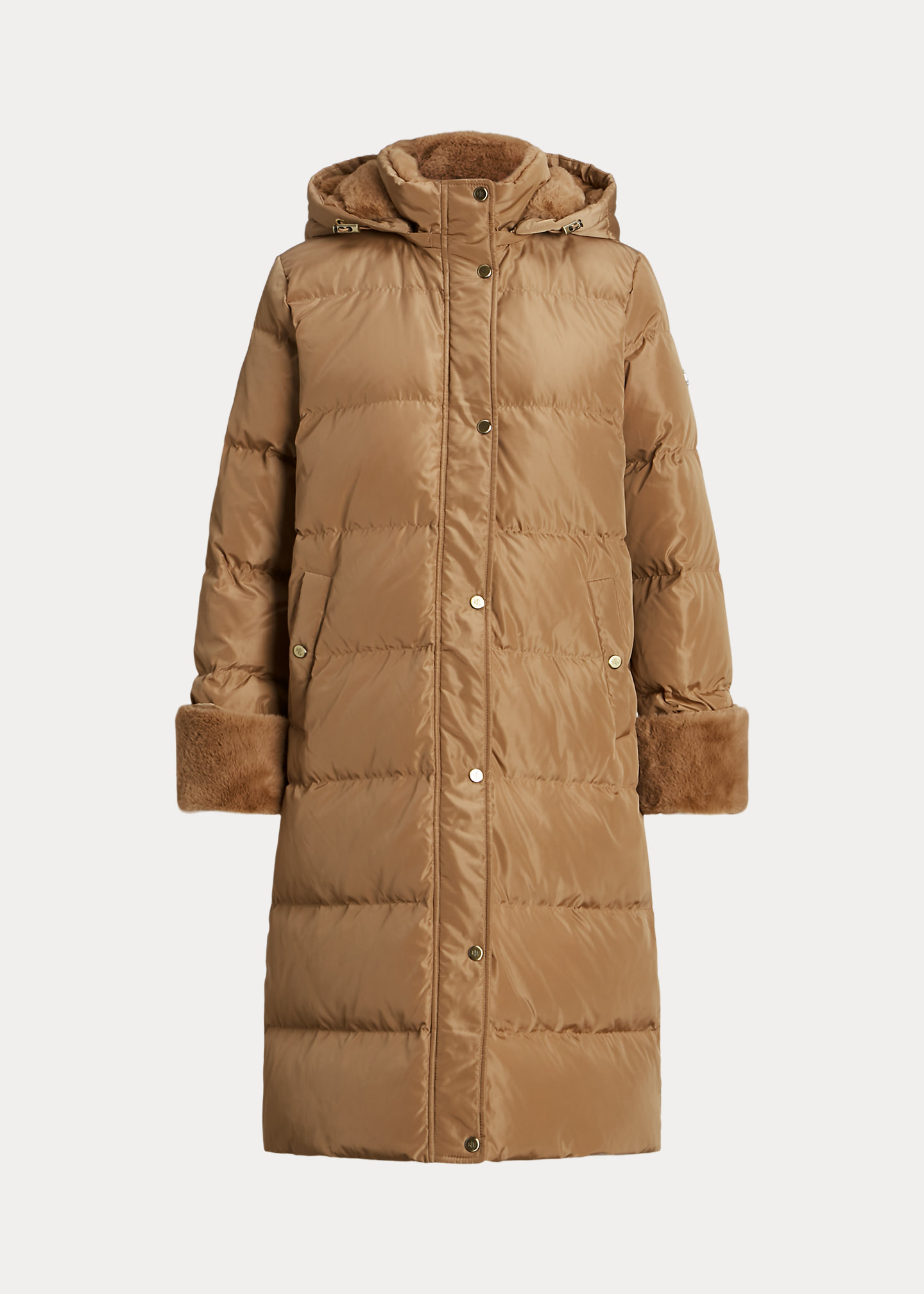 Faux-Fur-Trim Hooded Down Coat