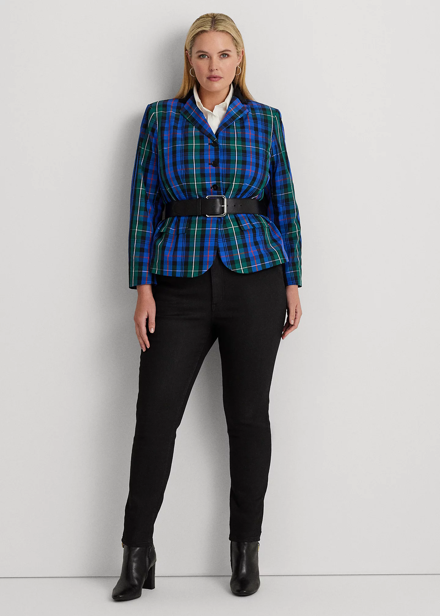 Checked Plaid Taffeta Peplum Jacket