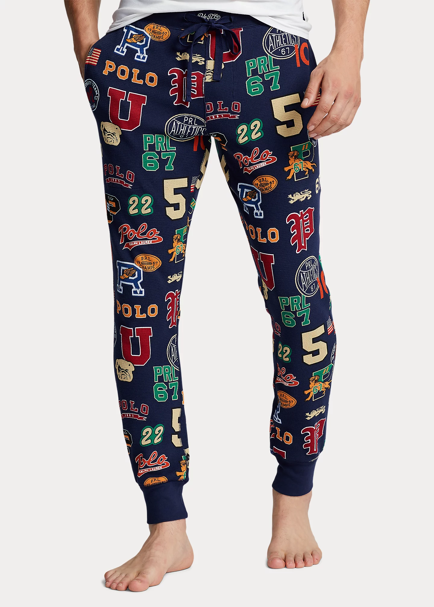 Print Waffle-Knit Sleep Jogger