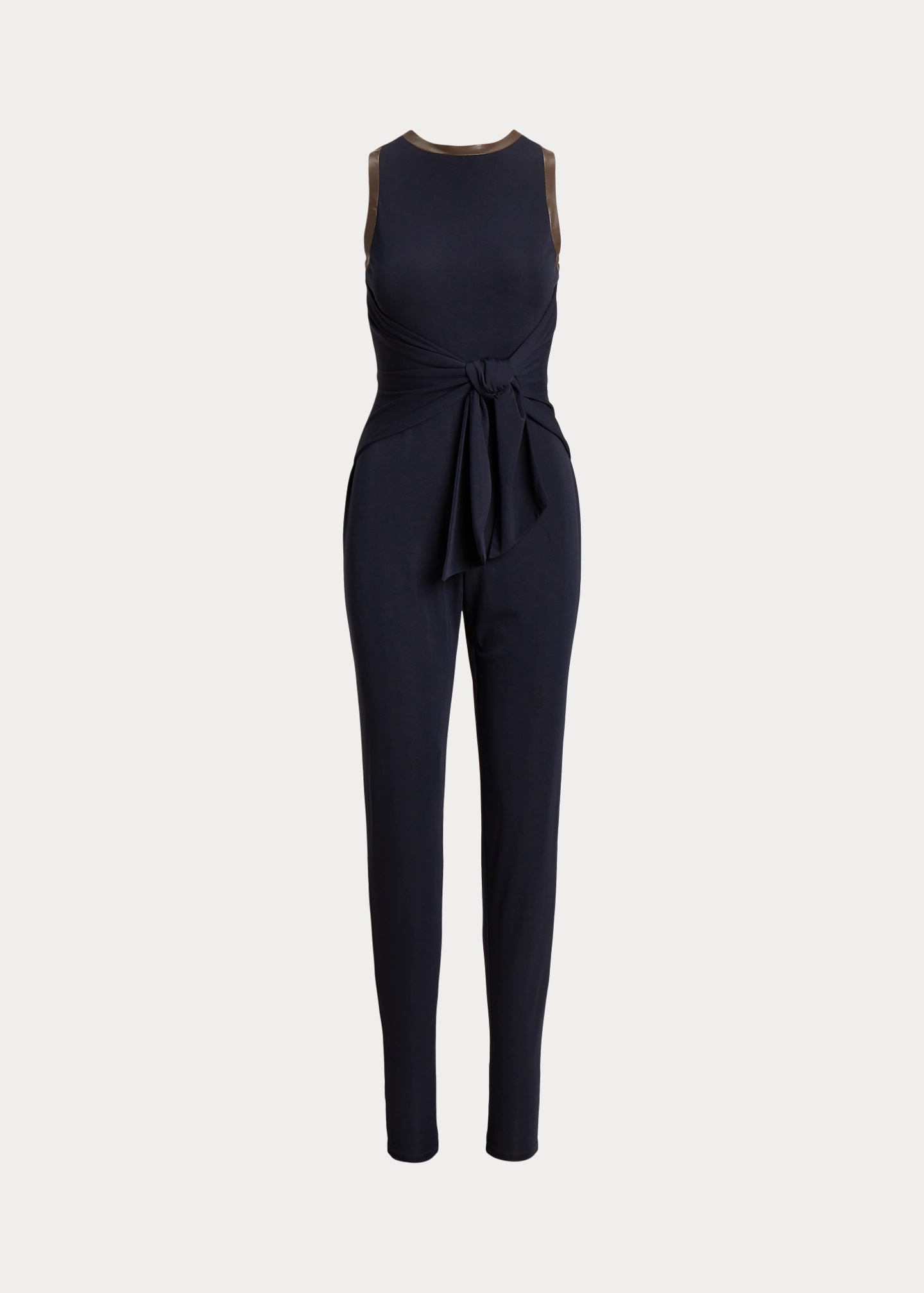 Tie-Front Jersey Sleeveless Jumpsuit