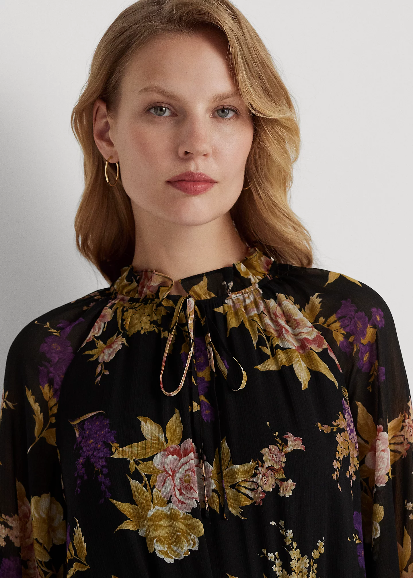 Floral Belted Crinkle Georgette Dress