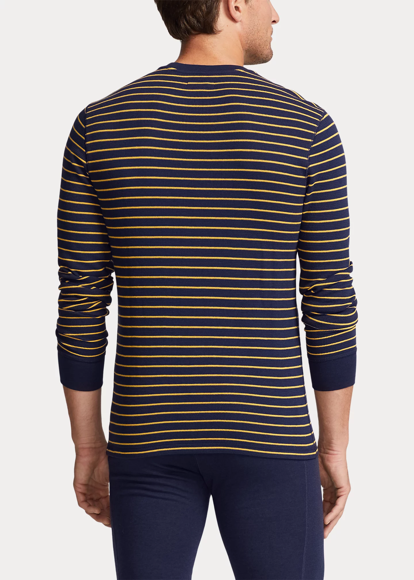 Striped Waffle-Knit Crewneck Sleep Shirt