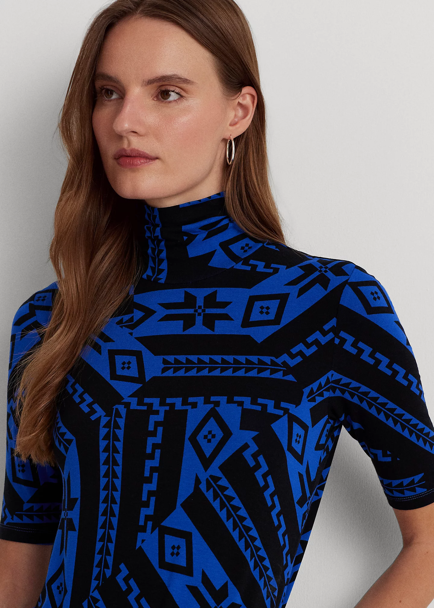 Fair Isle Stretch Jersey Turtleneck