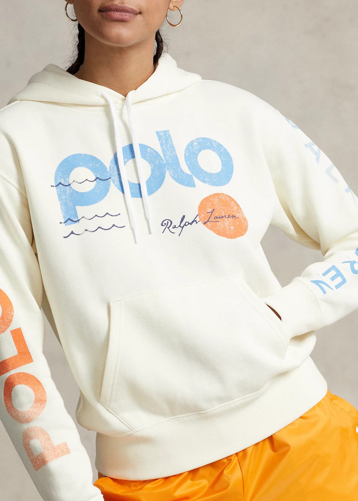 Logo & Wave Graphic Fleece Hoodie