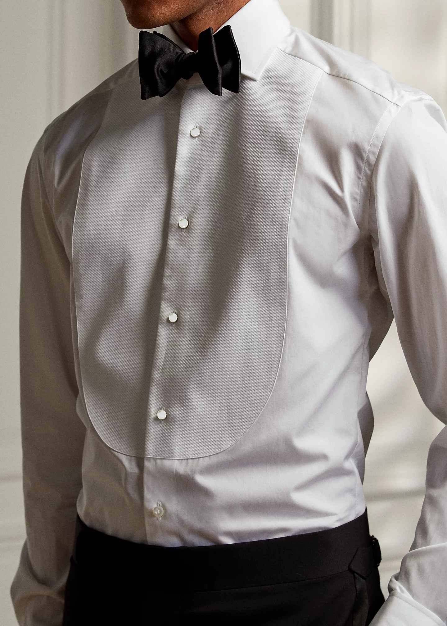 Piqué-Bib French Cuff Tuxedo Shirt