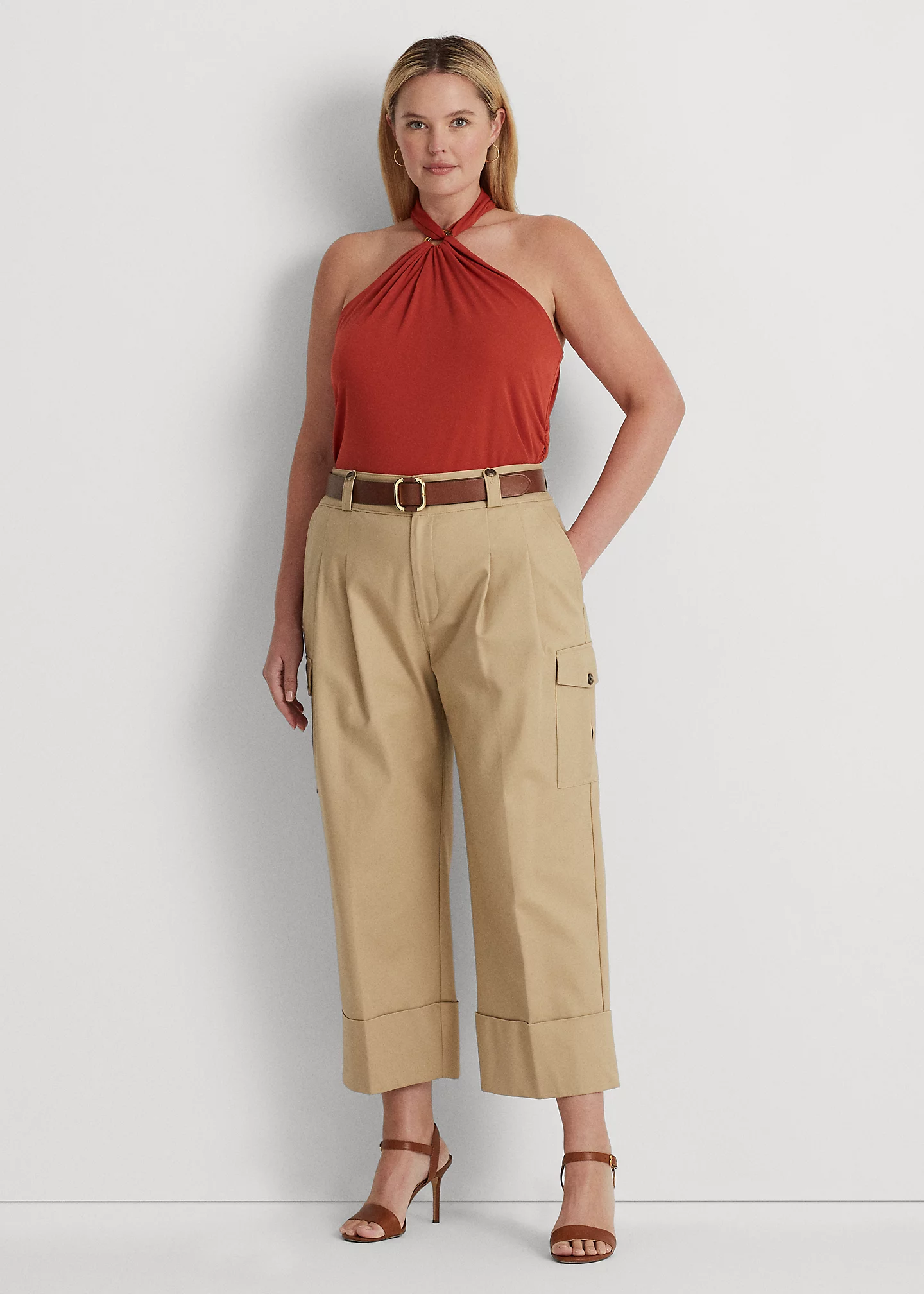 Stretch Jersey Ring-Front Halter Top